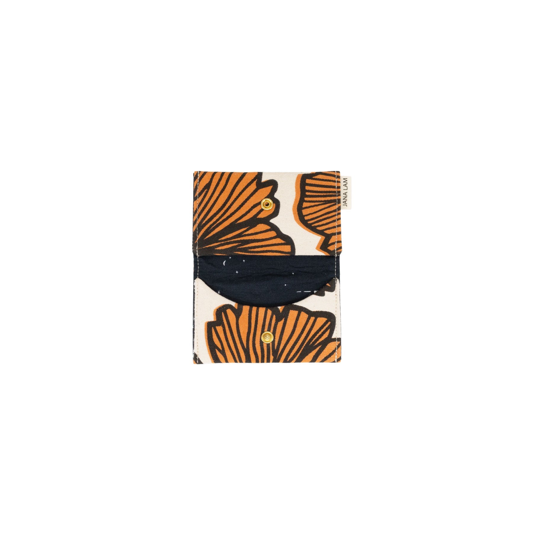 Card Wallet • Seaflower • Black over Pumpkin - Jana Lam Hawaii