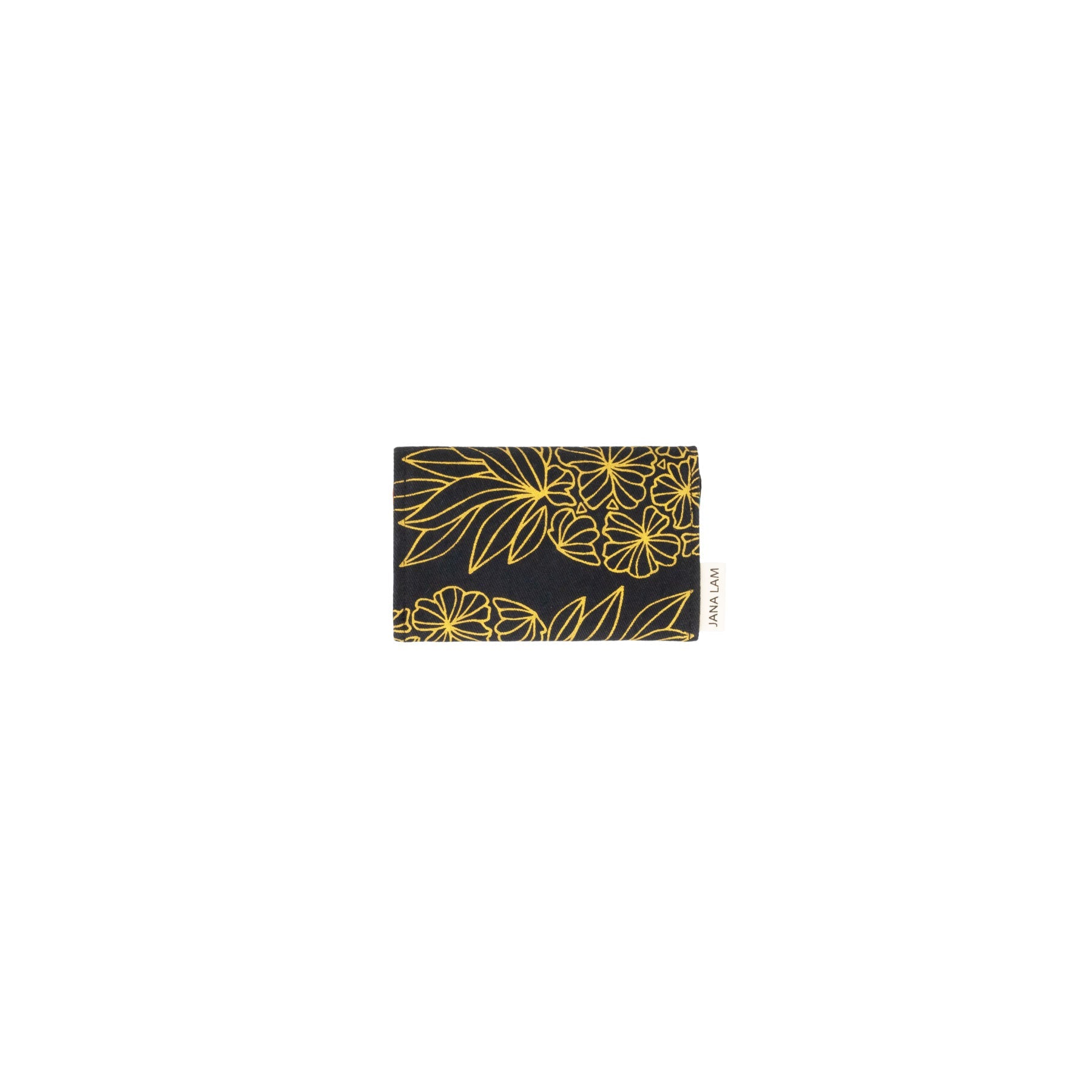 Card Wallet • Seaflower Pineapple • Gold on Black Fabric - Jana Lam Hawaii