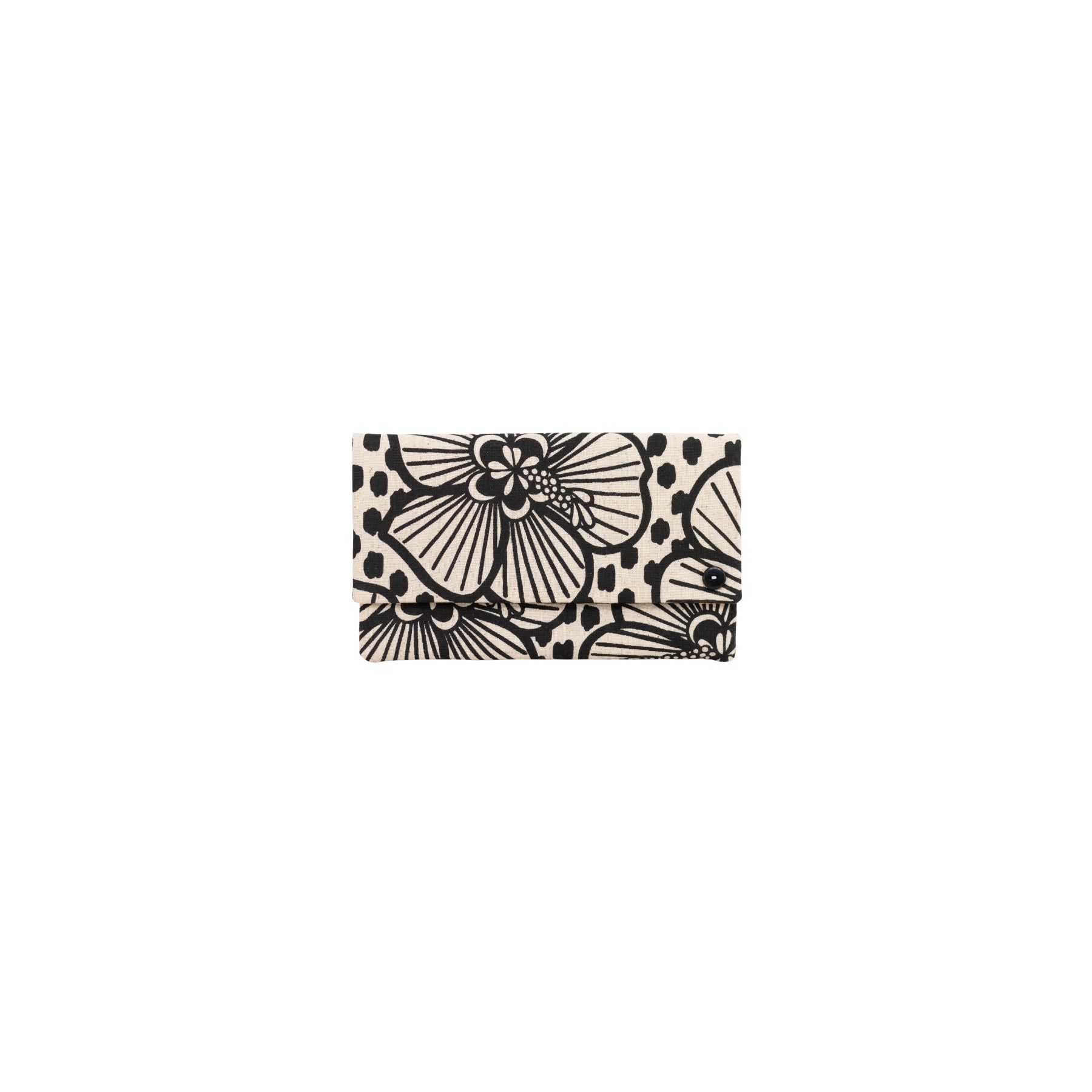 Classic Envelope Clutch • Hau • Black on Natural Fabric - Jana Lam Hawaii