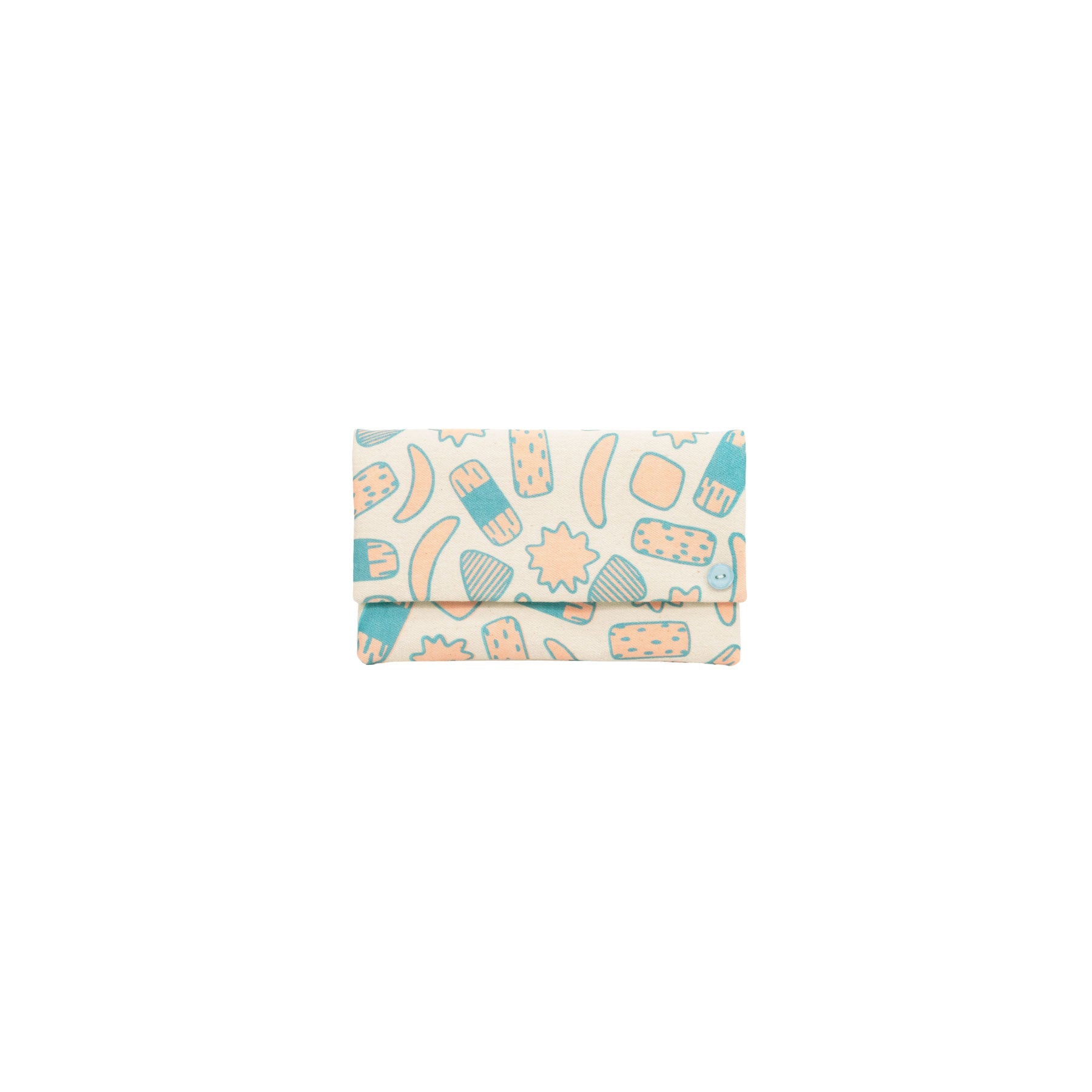 Classic Envelope Clutch • Kakimochi • Metallic Turquoise over Peach - Jana Lam Hawaii