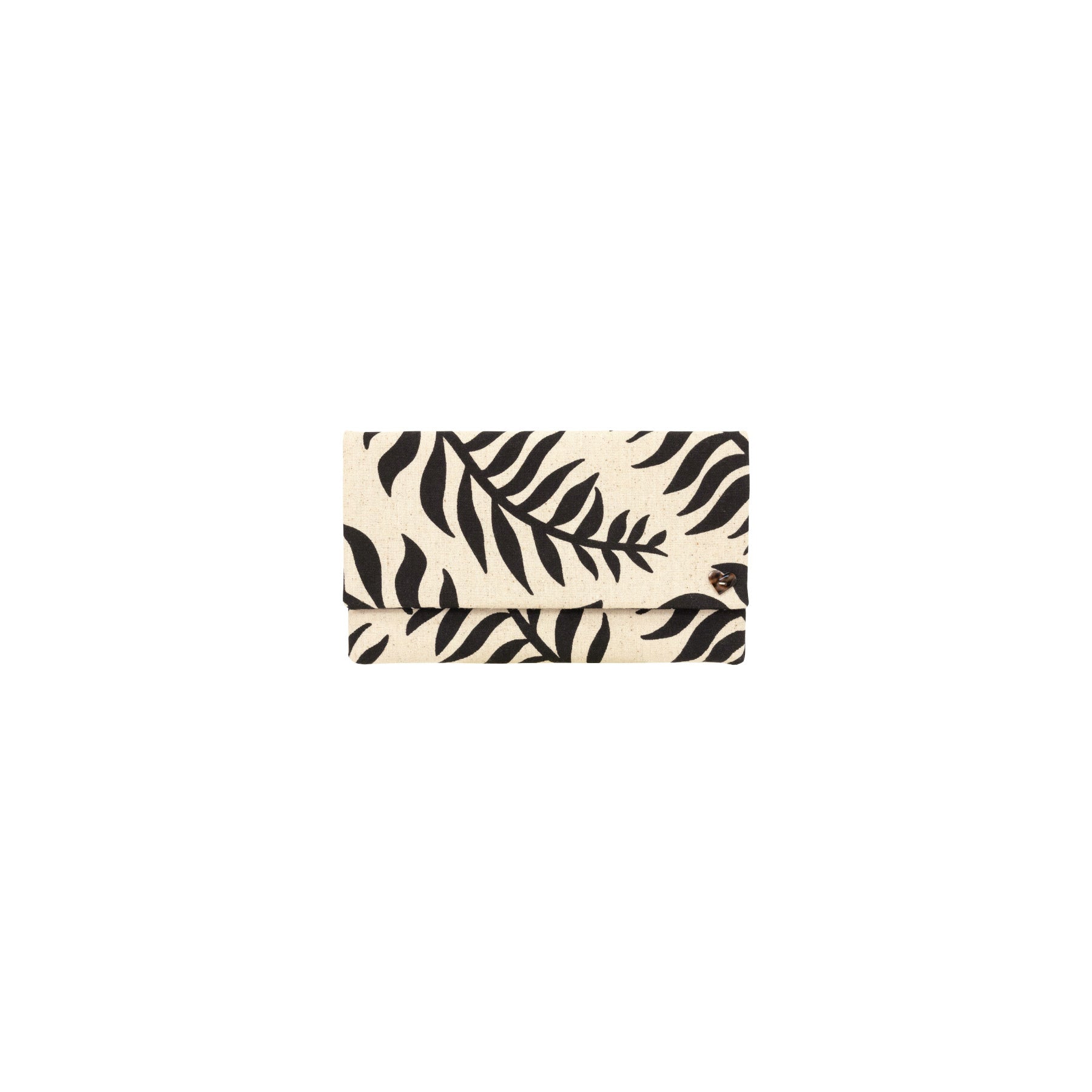 Classic Envelope Clutch • Palm Shadow • Black on Natural Fabric - Jana Lam Hawaii