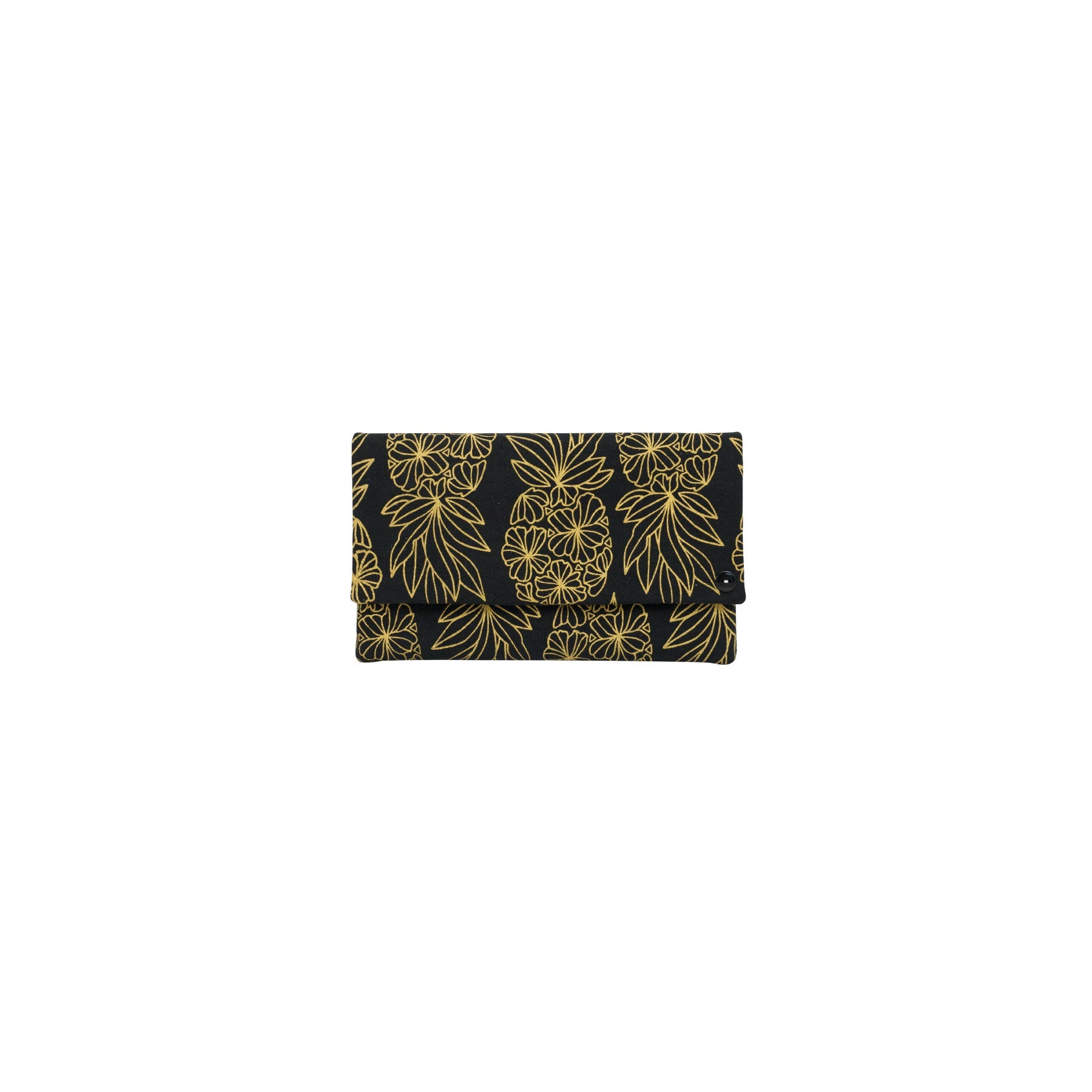 Classic Envelope Clutch • Seaflower Pineapple • Gold on Black Fabric - Jana Lam Hawaii