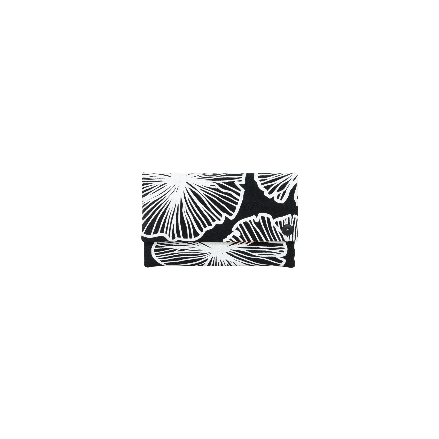 Classic Envelope Clutch • Seaflower • White on Black Fabric - Jana Lam Hawaii