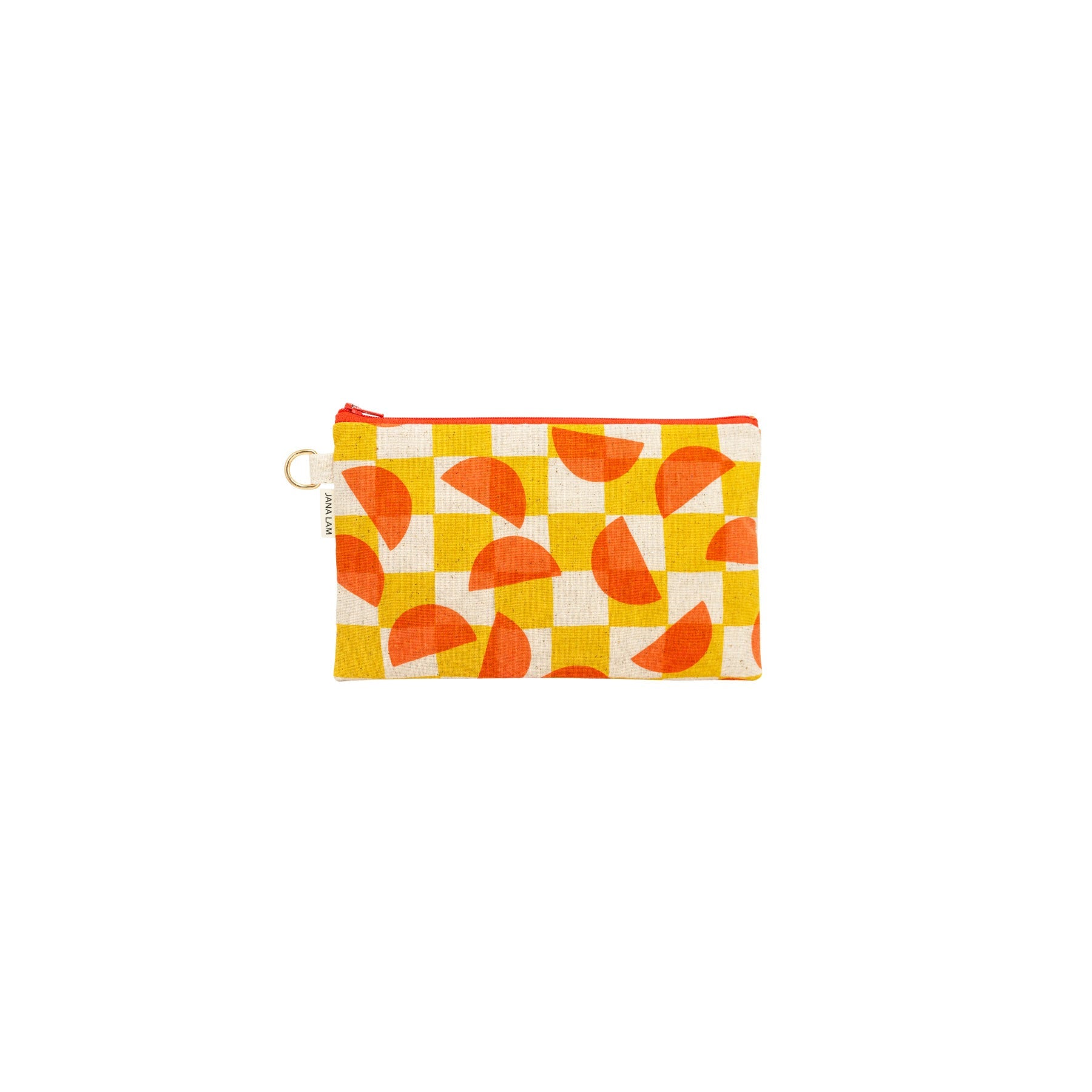 Classic Zipper Clutch • Half Moon Checkerboard • Tomato over Mustard - Jana Lam Hawaii