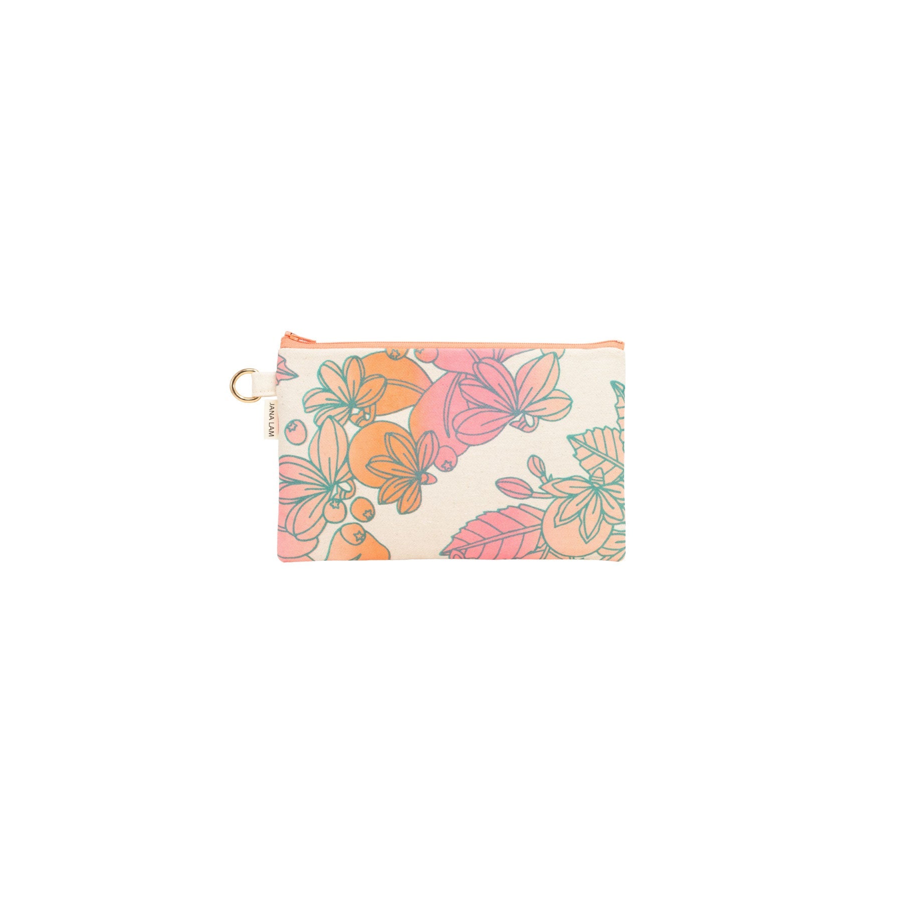 Classic Zipper Clutch • Naupaka • Teal over Pink and Orange Ombre - Jana Lam Hawaii