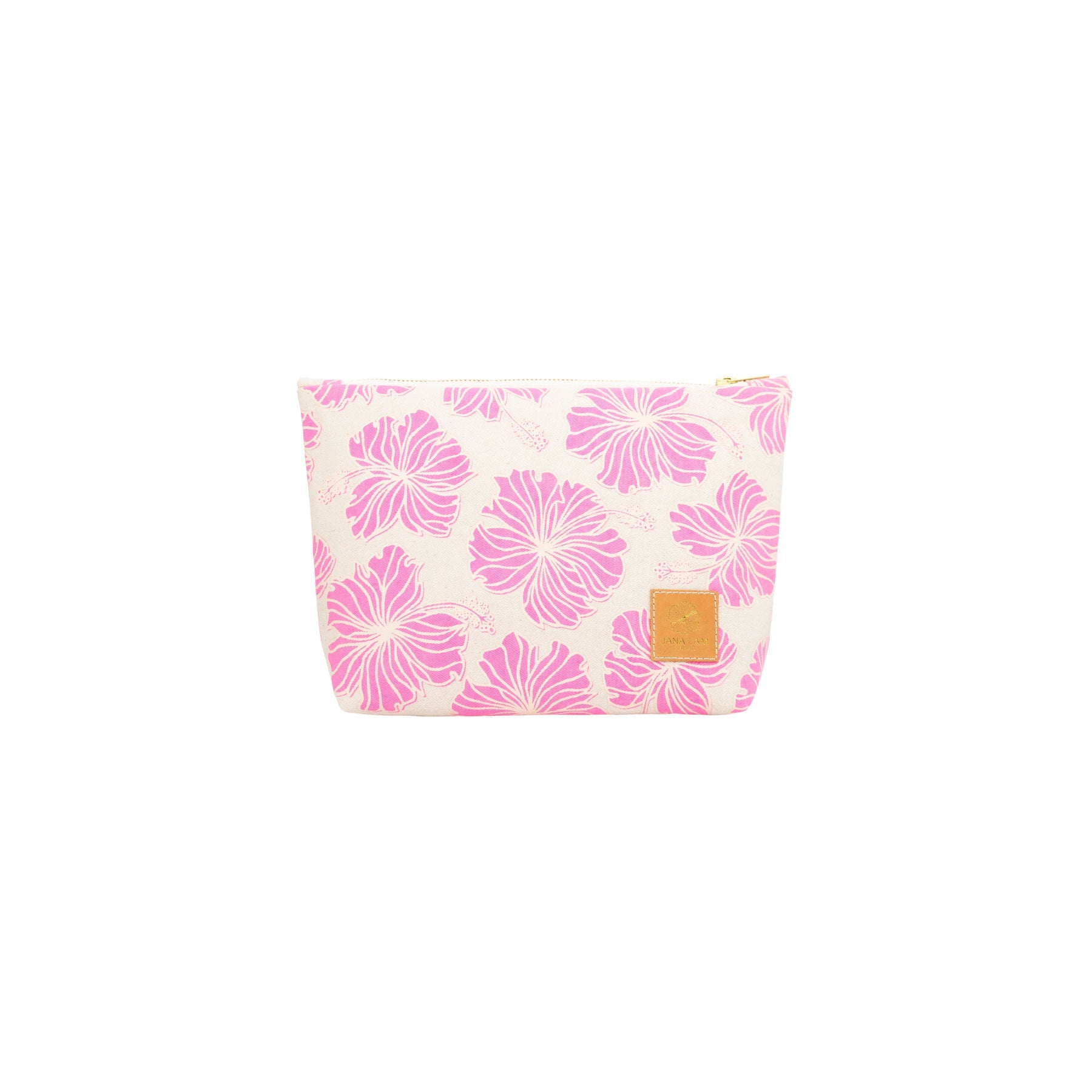 Cosmetic Zipper Clutch • Hibiscus • Sand over Hot Pink - Jana Lam Hawaii