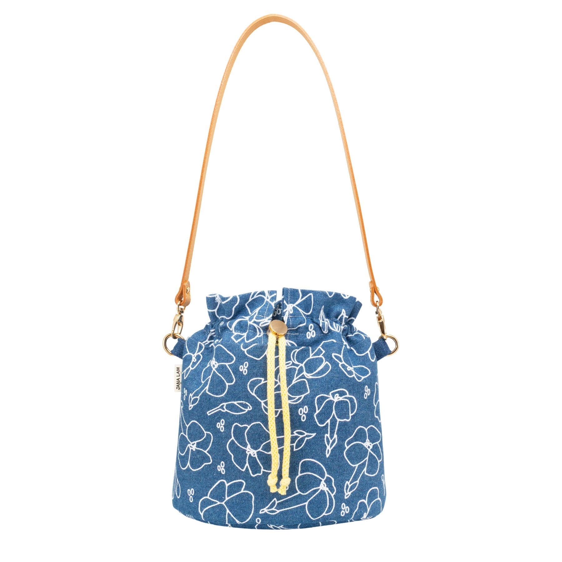 Drawstring Shoulder Bag • Puakenikeni • Denim Collection - Jana Lam Hawaii