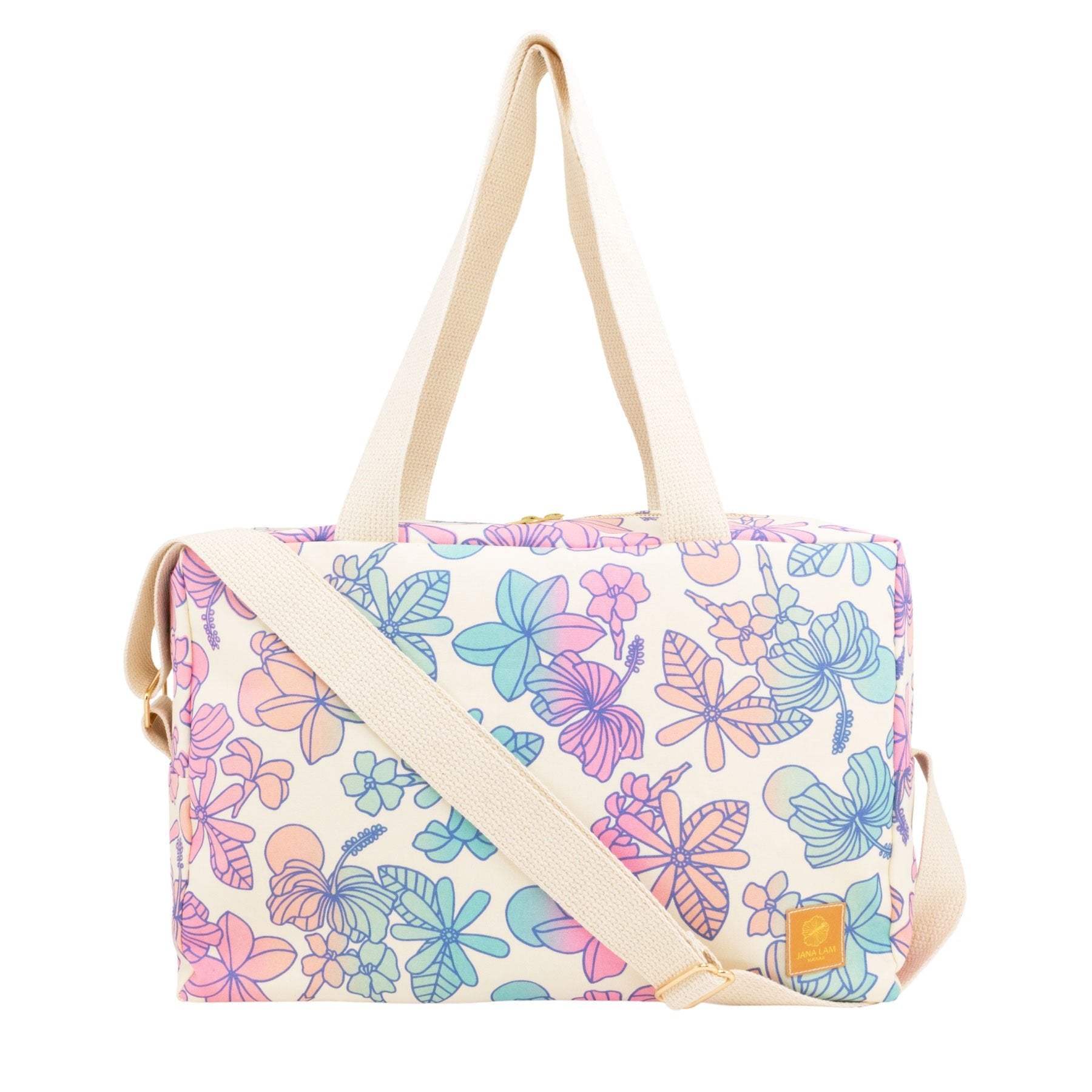 Duffel • Honey Girl Blooms • Navy over Peach, Pink, Mint, and Turquoise Ombre - Jana Lam Hawaii