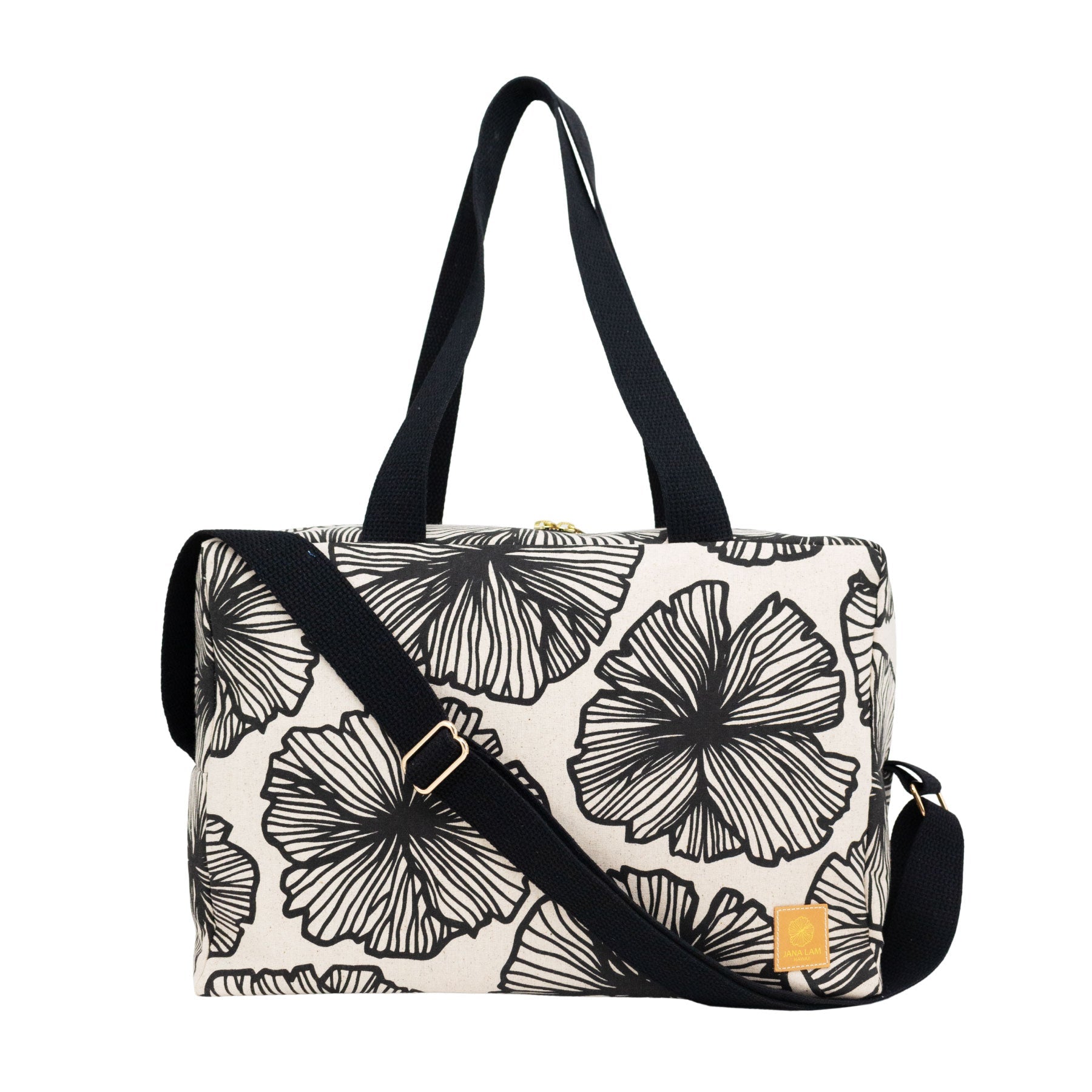 Duffel • Seaflower • Black on Natural Fabric - Jana Lam Hawaii