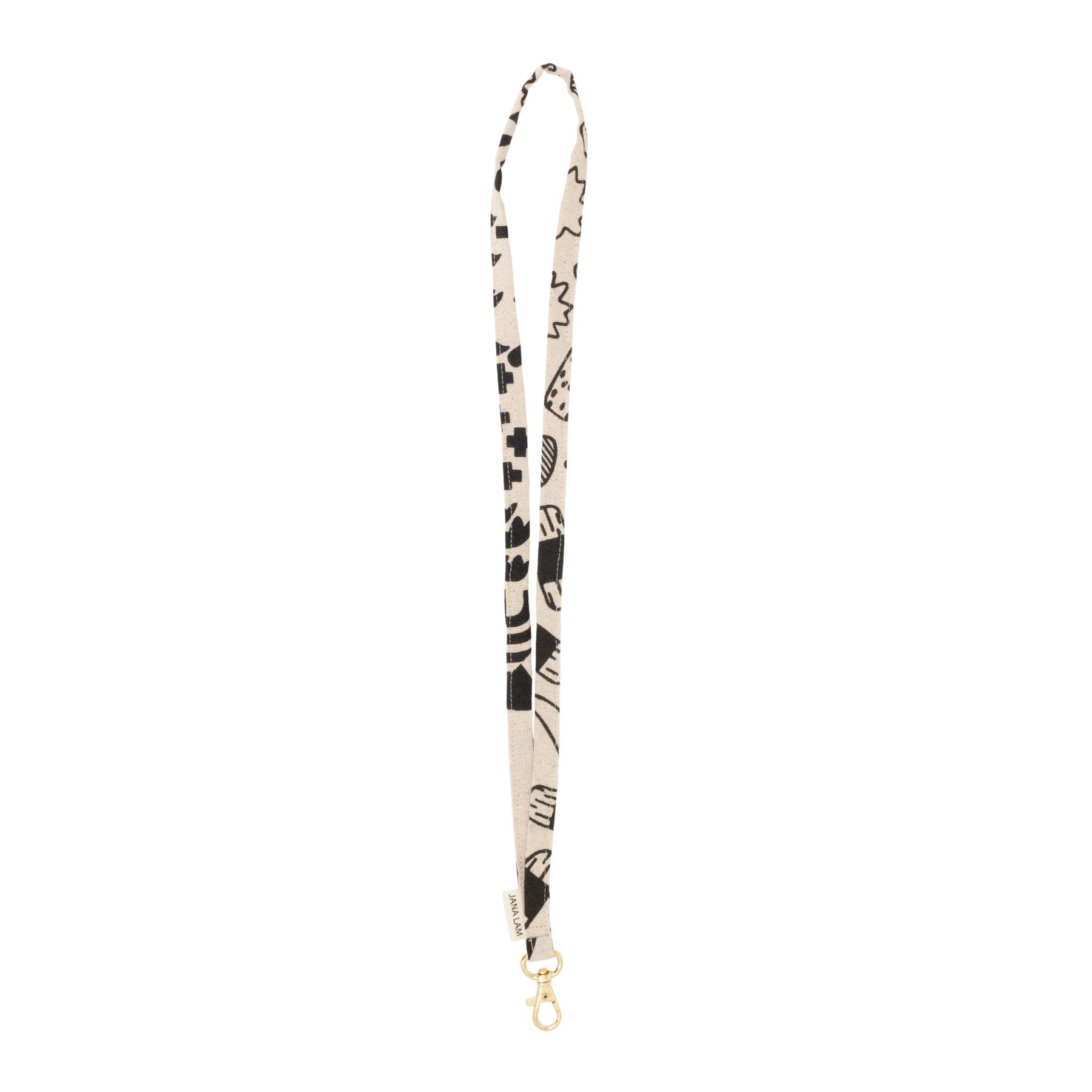 Lanyard • Black on Natural Fabric • Black Collection - Jana Lam Hawaii