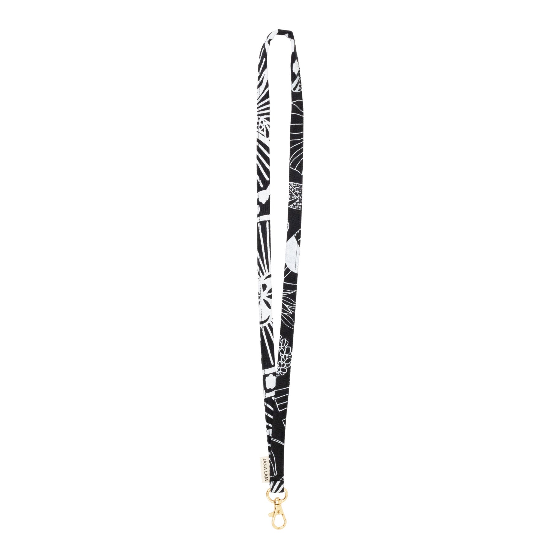 Lanyard • White on Black Fabric • Black Collection - Jana Lam Hawaii