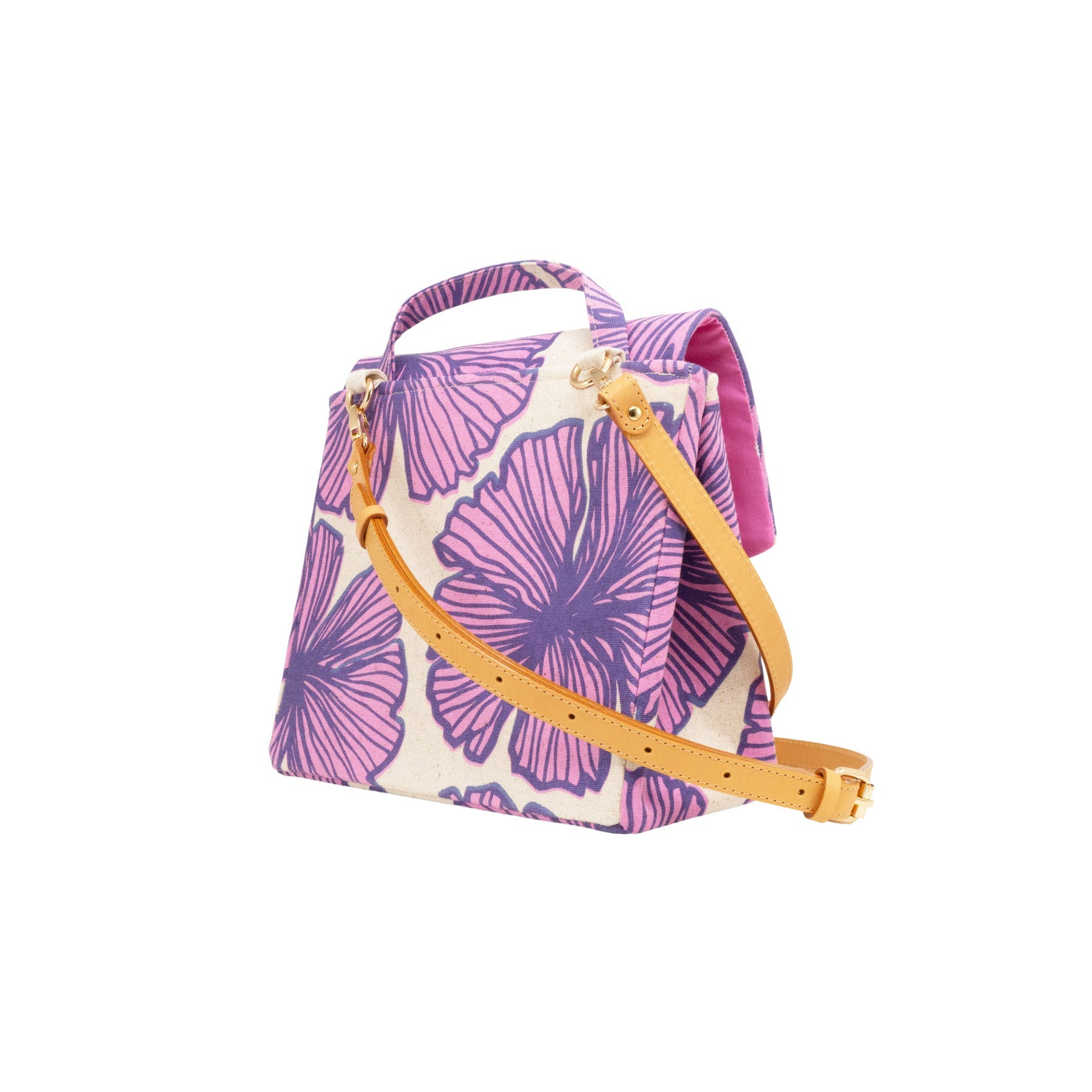 Midi Satchel • Seaflower • Navy over Berry Pink - Jana Lam Hawaii