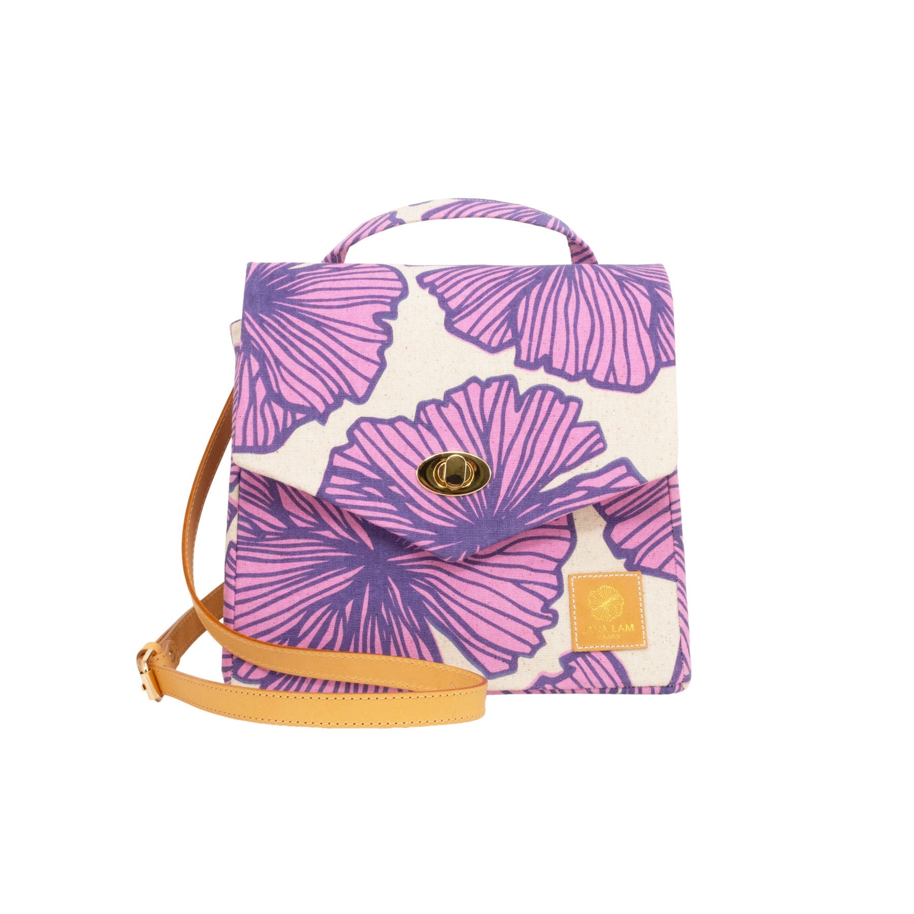 Midi Satchel • Seaflower • Navy over Berry Pink - Jana Lam Hawaii