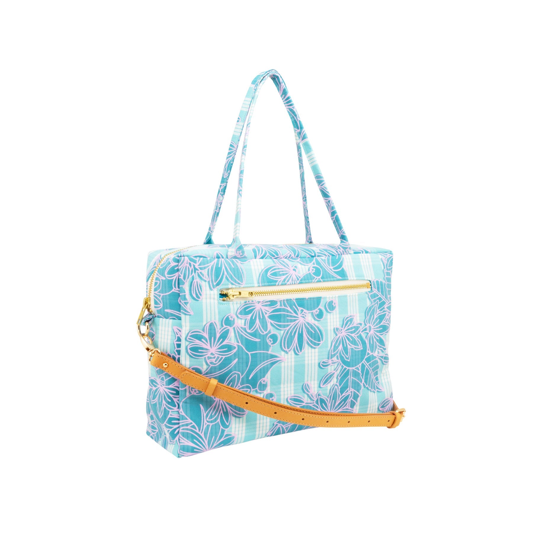 Mini Duffel • Naupaka Palaka • Pink over Teal - Jana Lam Hawaii