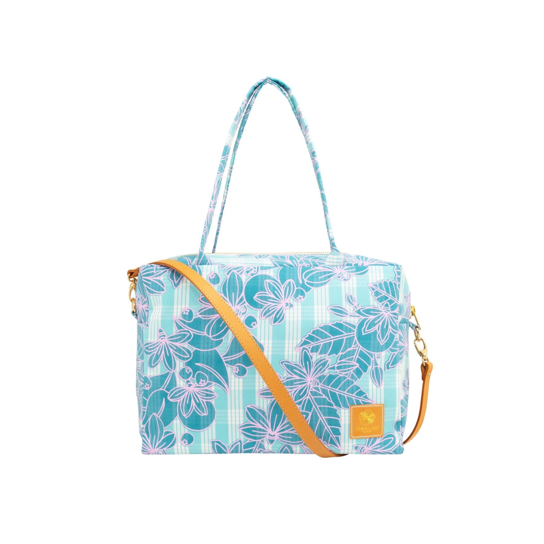 Mini Duffel • Naupaka Palaka • Pink over Teal - Jana Lam Hawaii