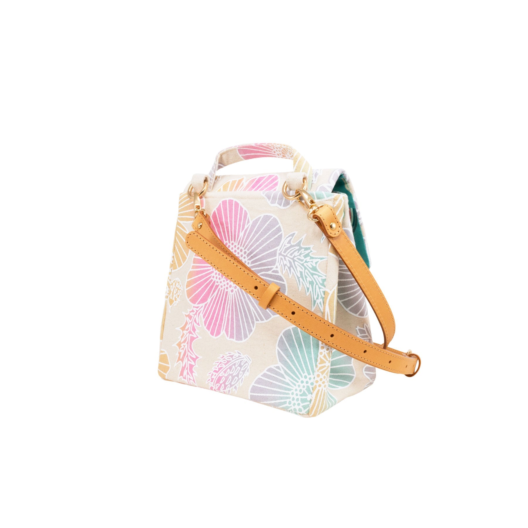 Mini Satchel • Pua Kala • White over Muted Rainbow - Jana Lam Hawaii