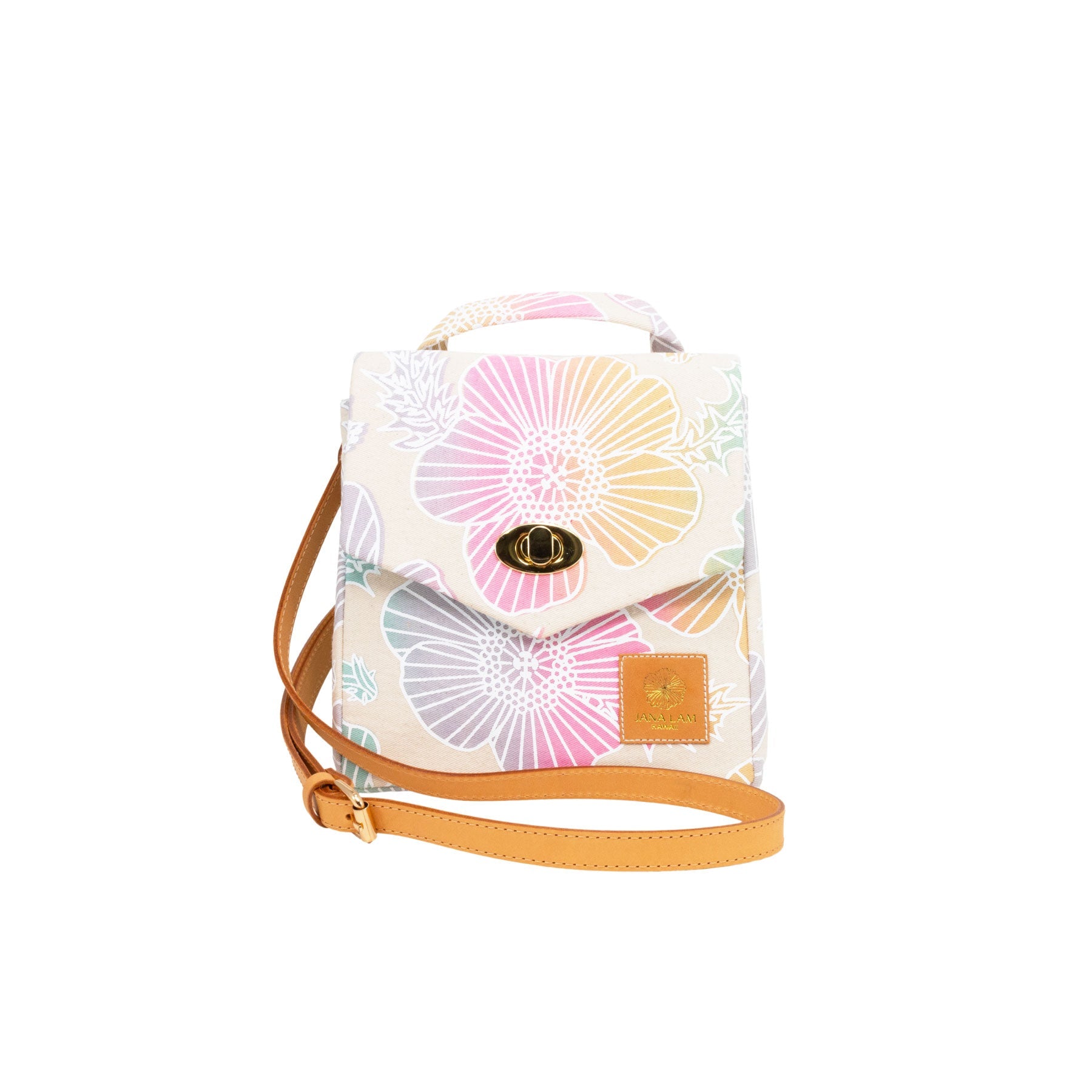 Mini Satchel • Pua Kala • White over Muted Rainbow - Jana Lam Hawaii