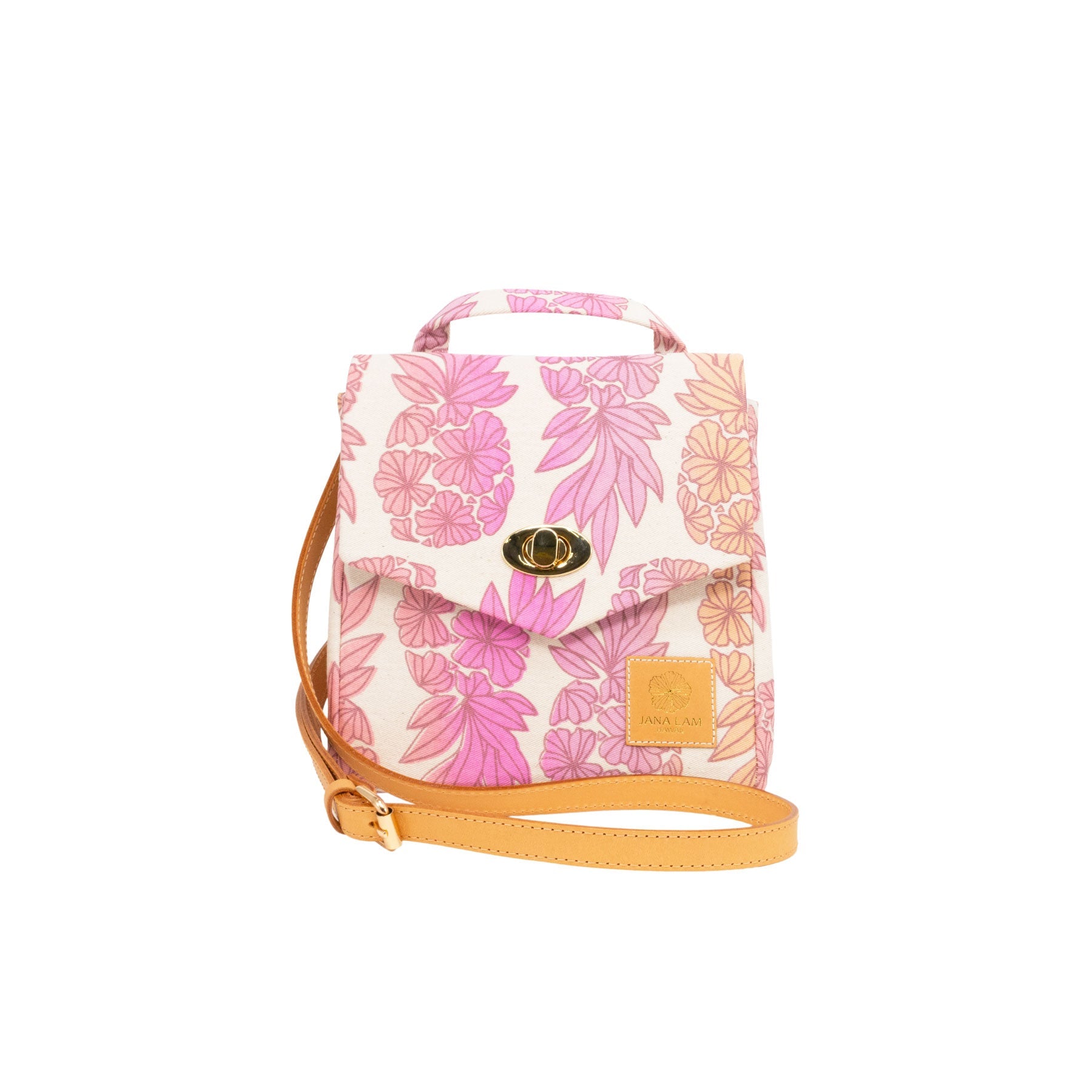 Mini Satchel • Seaflower Pineapple • Mauve over Pink Dust Ombre - Jana Lam Hawaii