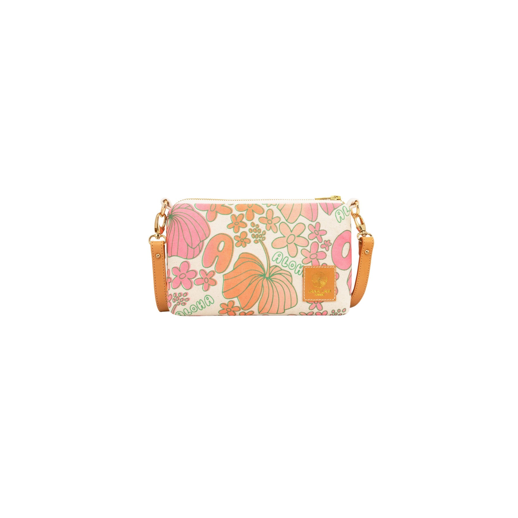 Mini Slim Zipper Cross Body • Aloha Dee - Lite • Green over Pink and Orange Ombre - Jana Lam Hawaii
