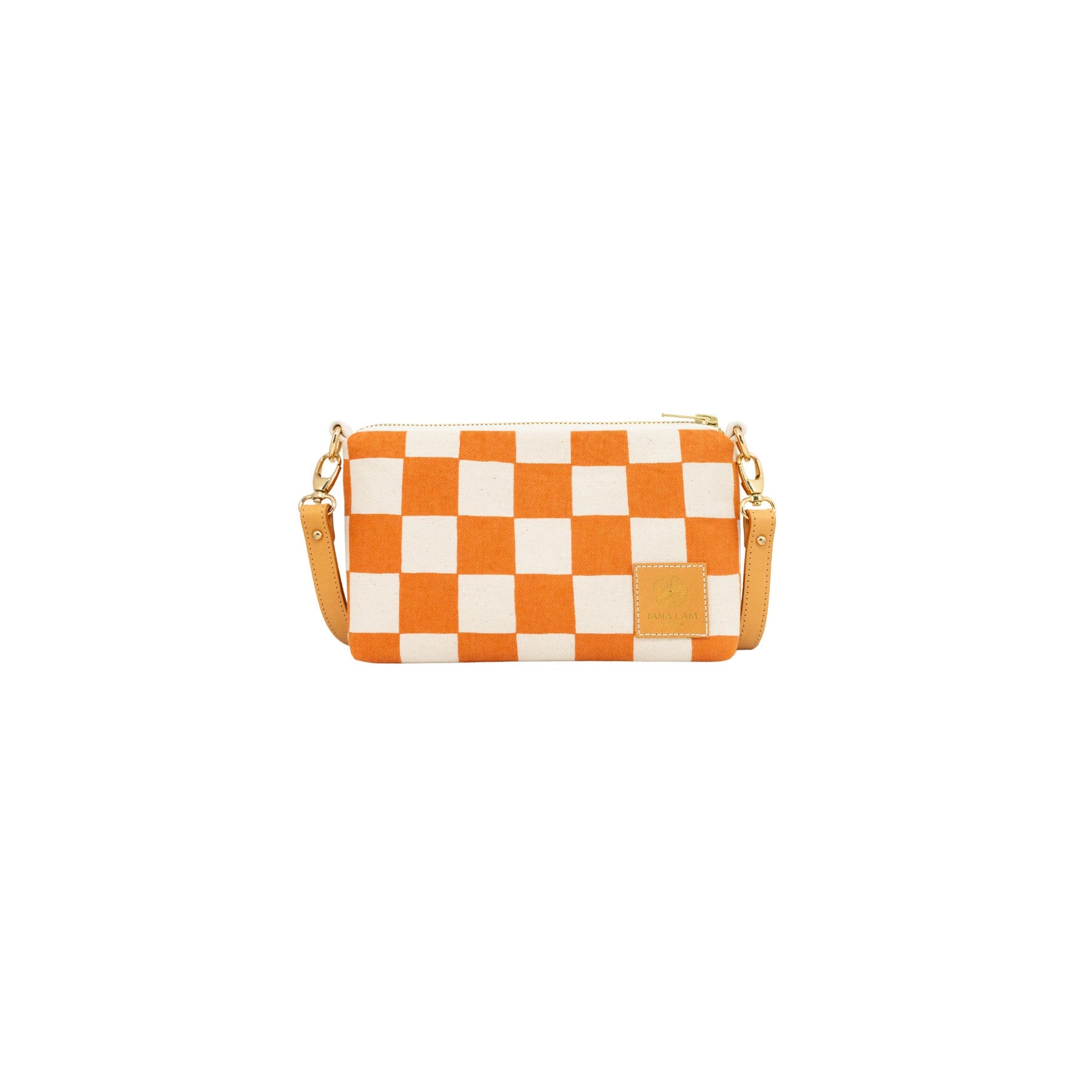 Mini Slim Zipper Cross Body • Checkerboard • Burnt Orange - Jana Lam Hawaii