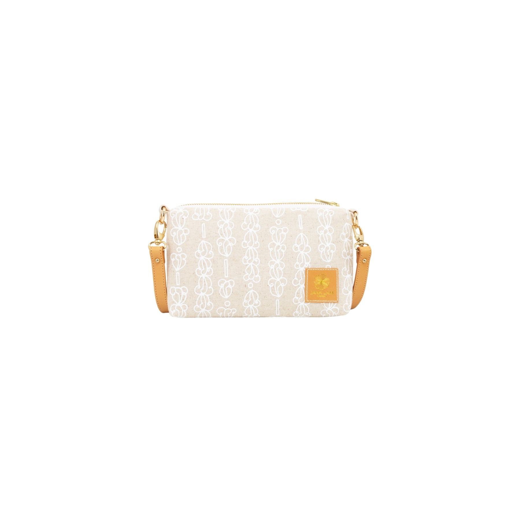 Mini Slim Zipper Cross Body • Crown Flower • White Collection - Jana Lam Hawaii