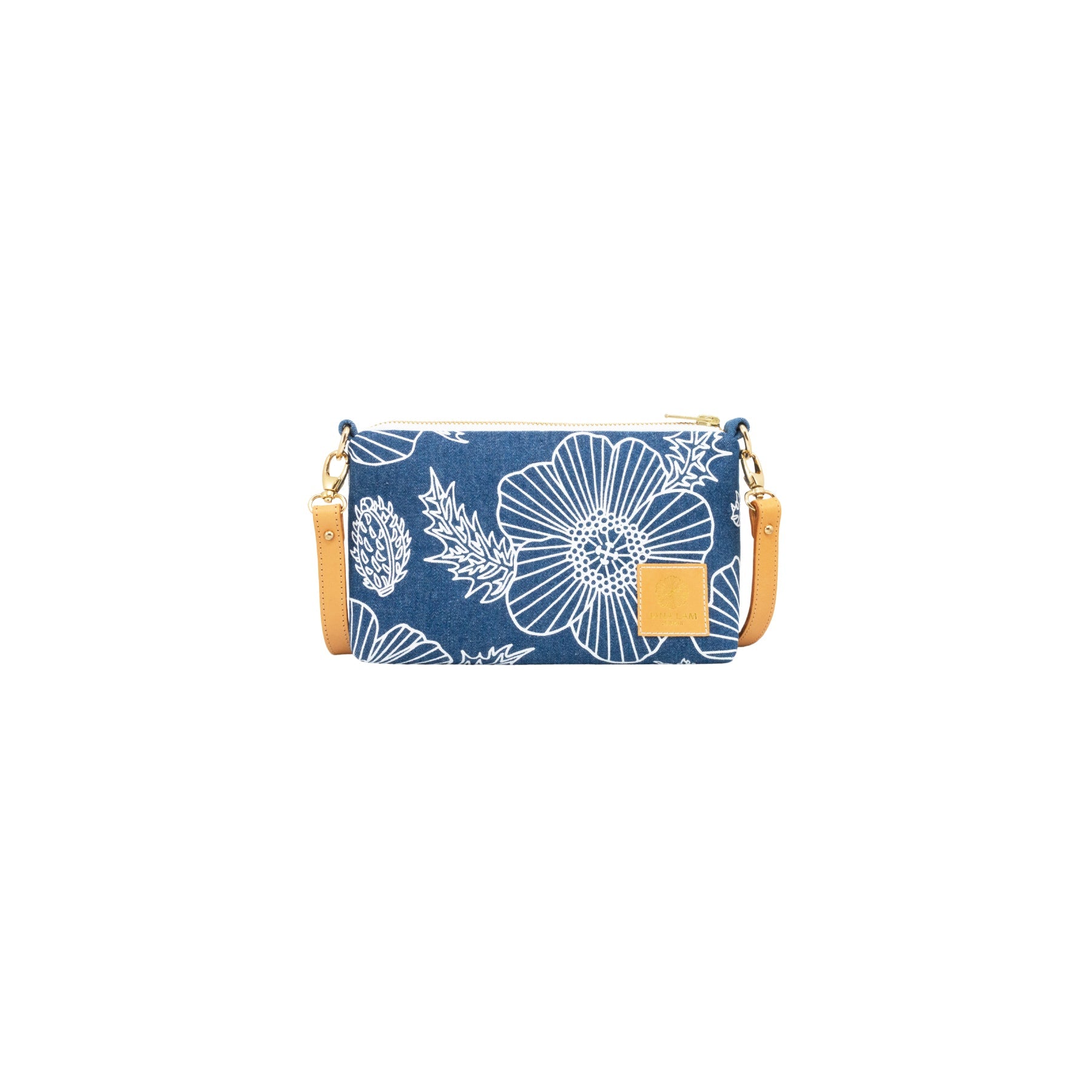 Mini Slim Zipper Cross Body • Pua Kala • Denim Collection - Jana Lam Hawaii