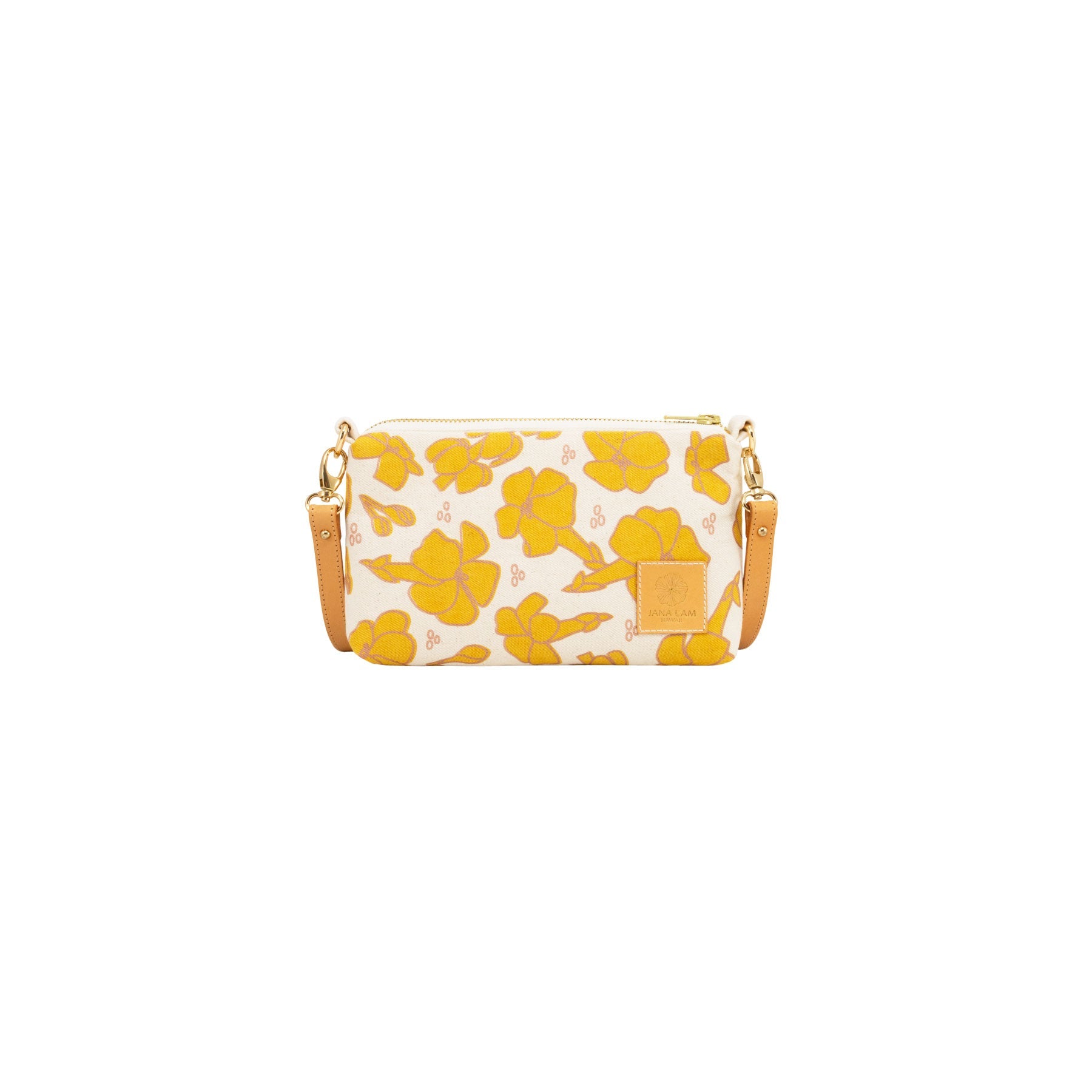 Mini Slim Zipper Cross Body • Puakenikeni • Bronze over Mustard - Jana Lam Hawaii