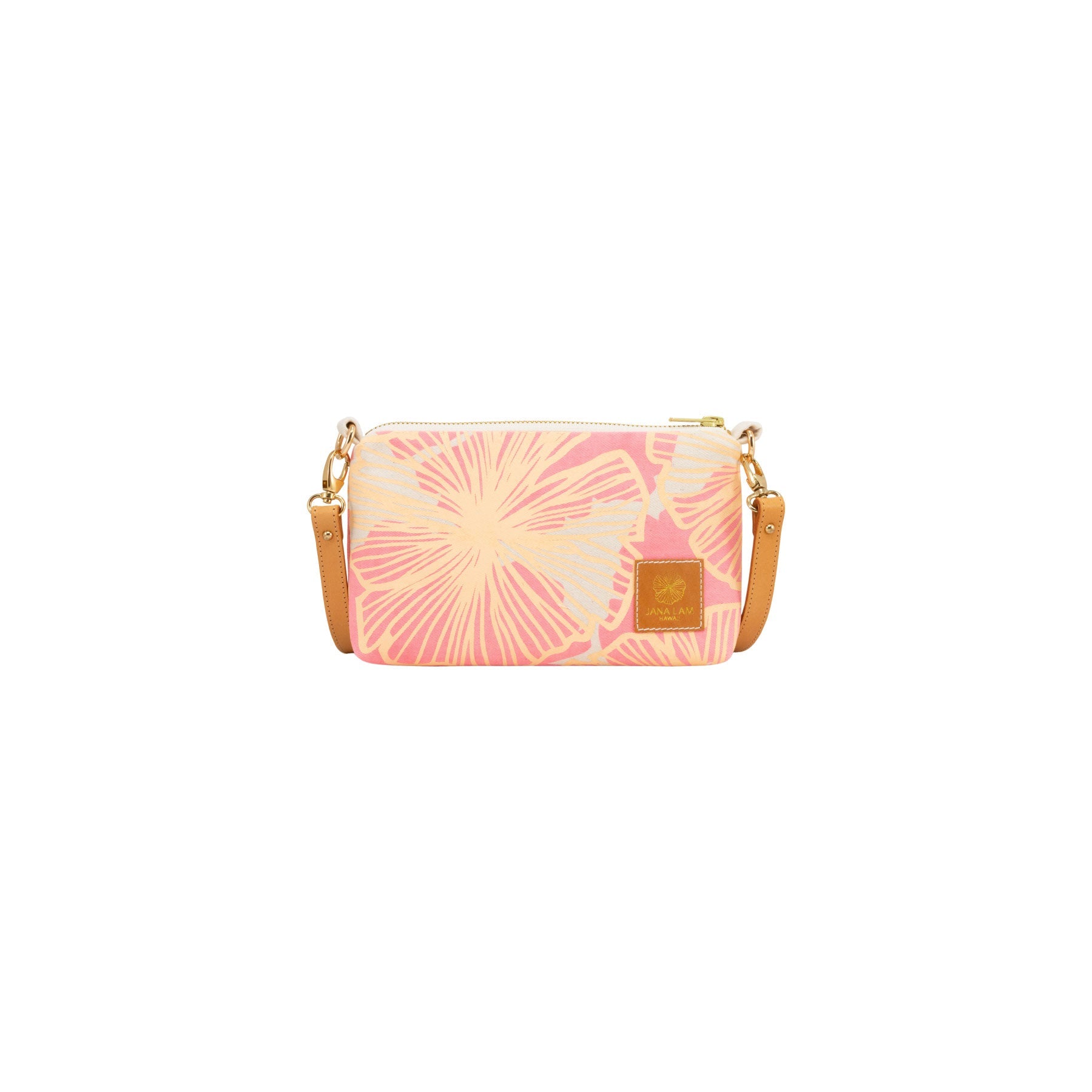 Mini Slim Zipper Cross Body • Seaflower • Apricot over Coral Pink - Jana Lam Hawaii