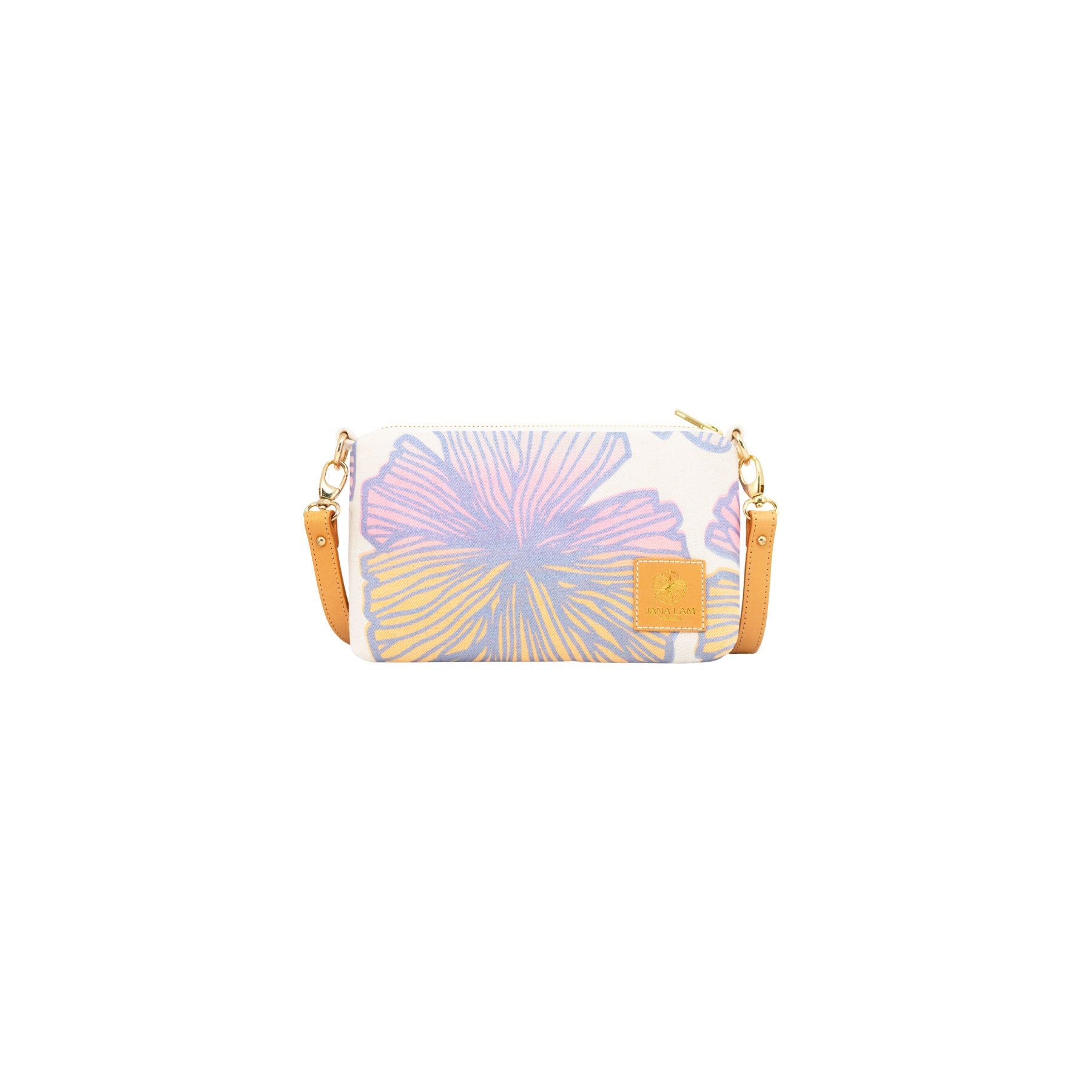 Mini Slim Zipper Cross Body • Seaflower • Metallic Cool Gray over Pink and Orange Ombre - Jana Lam Hawaii