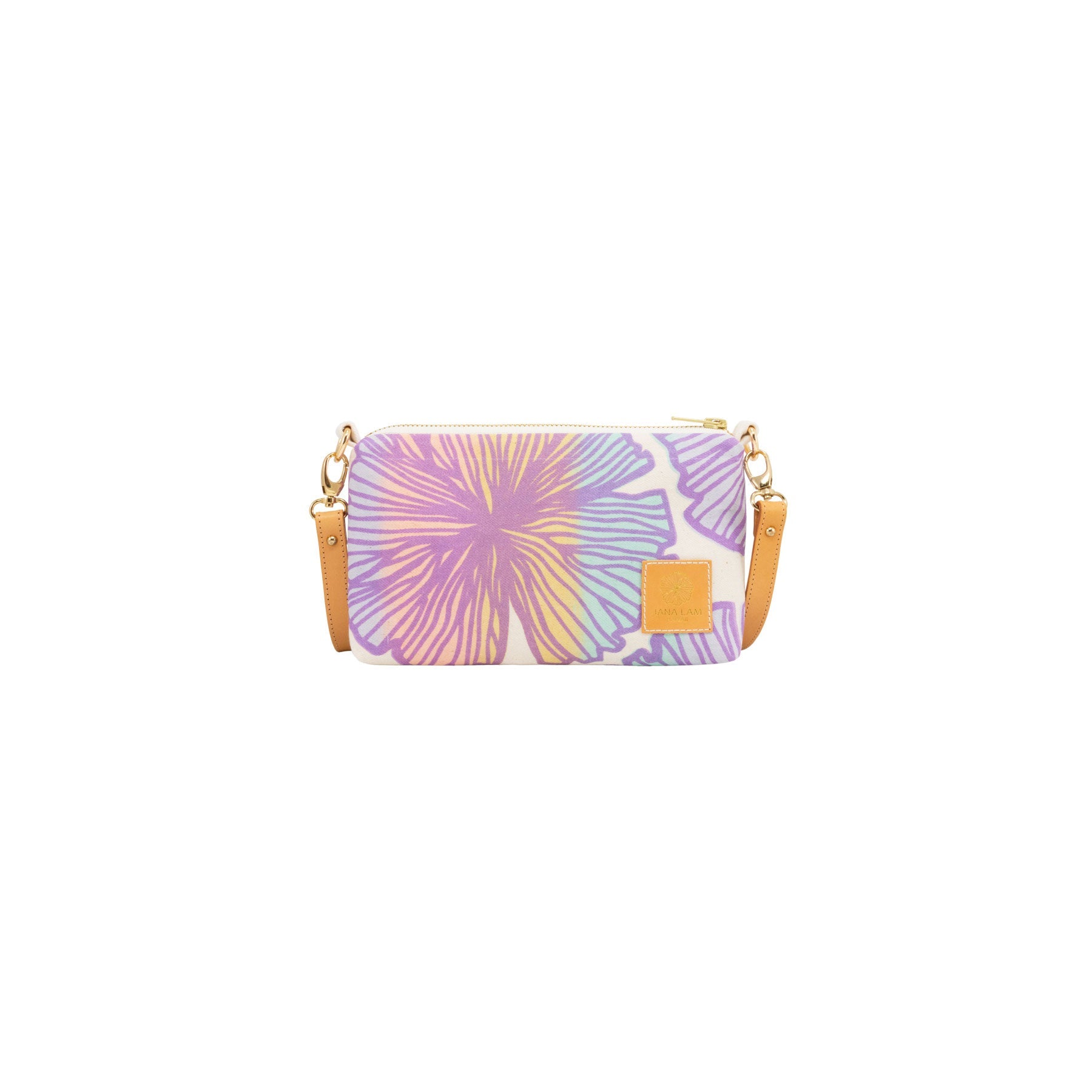 Mini Slim Zipper Cross Body • Seaflower • Purple over Sherbet Sunrise - Jana Lam Hawaii