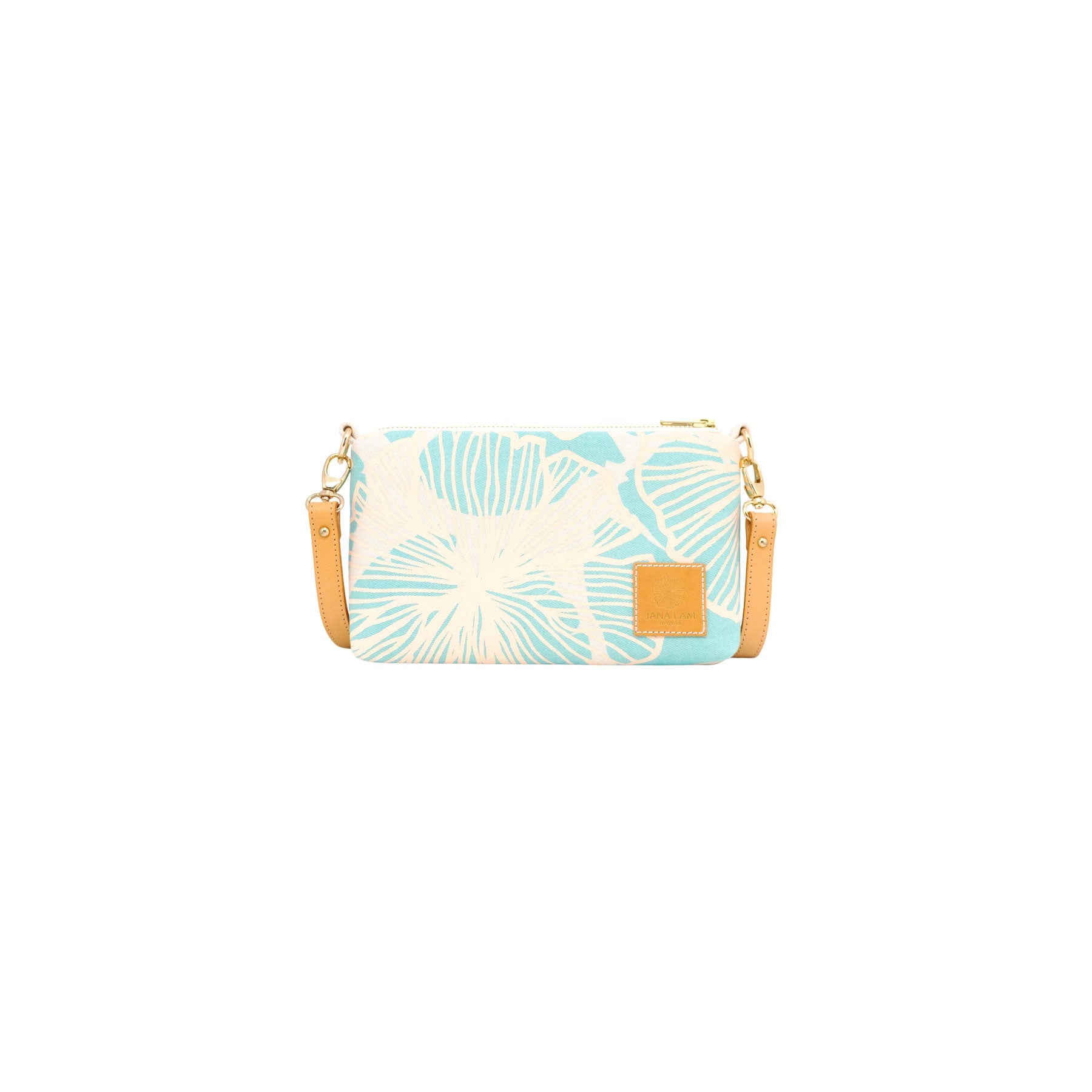 Mini Slim Zipper Cross Body • Seaflower • Sand over Offset Turquoise - Jana Lam Hawaii