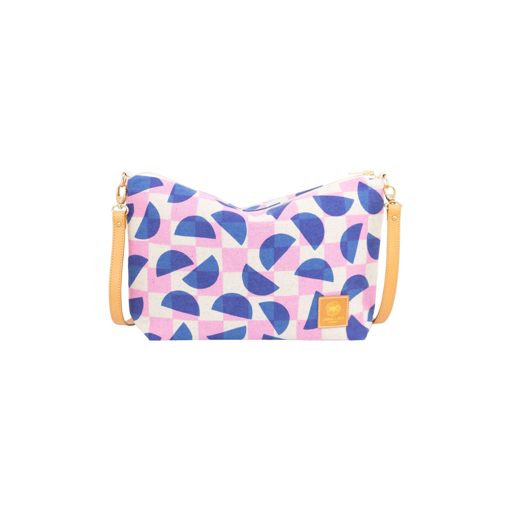 Mini Slouchy Cross Body • Halfmoon Checkerboard • Navy over Lilac - Jana Lam Hawaii