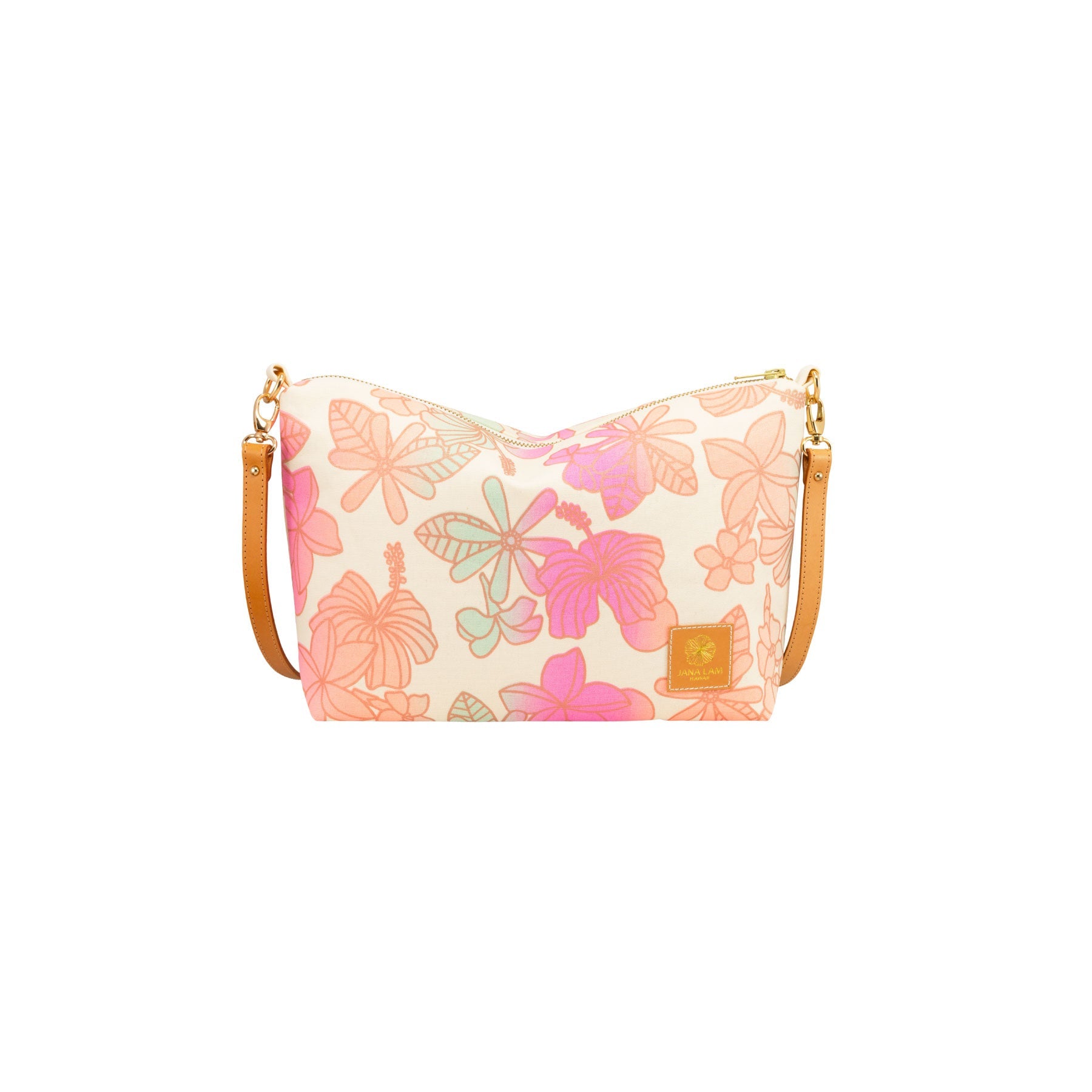 Mini Slouchy Cross Body • Honey Girl Blooms • Copper over Pink, Neon Coral, and Mint - Jana Lam Hawaii