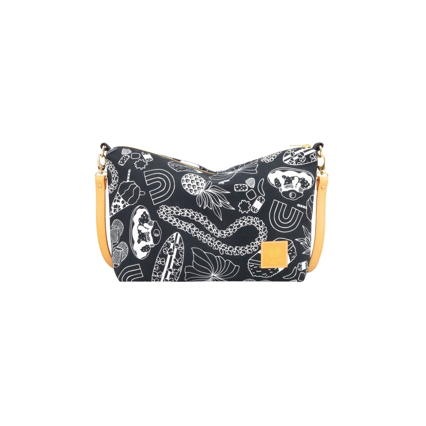 Mini Slouchy Cross Body • Mixed Plate • White on Black Fabric - Jana Lam Hawaii