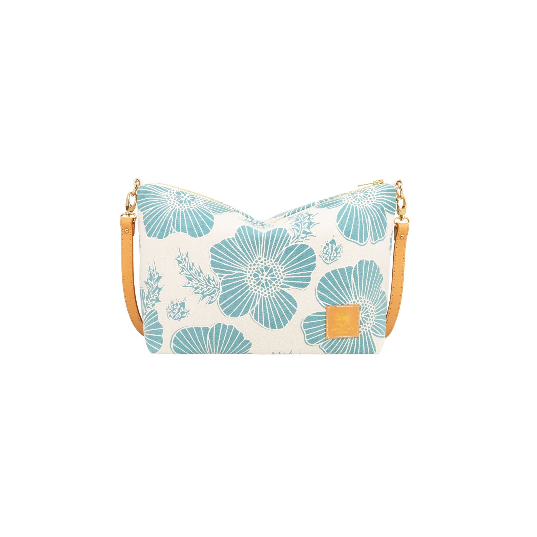 Mini Slouchy Cross Body • Pua Kala • Sand over Dusty Teal - Jana Lam Hawaii