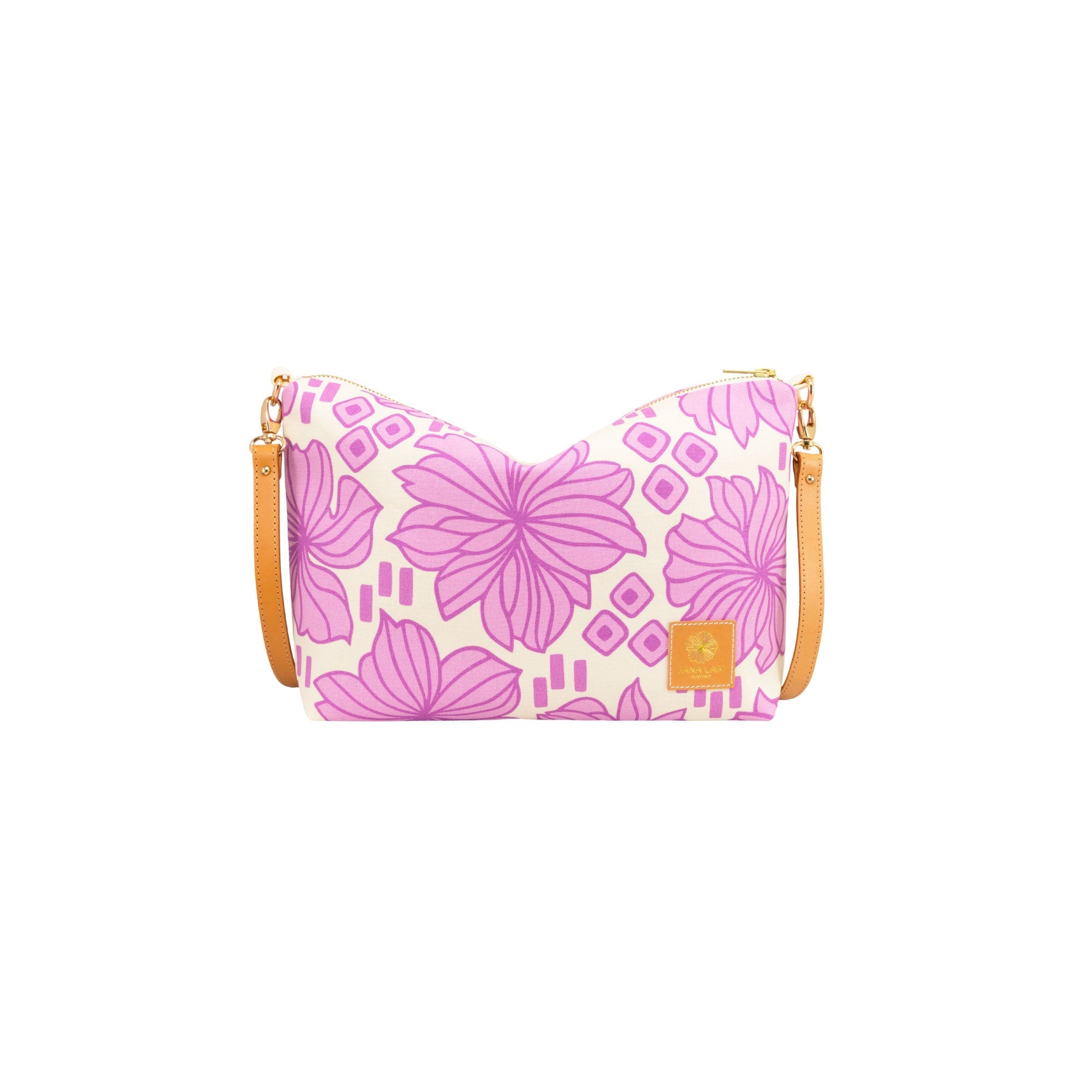 Mini Slouchy Cross Body • Retro Blooms • Purple over Lavender Pink - Jana Lam Hawaii