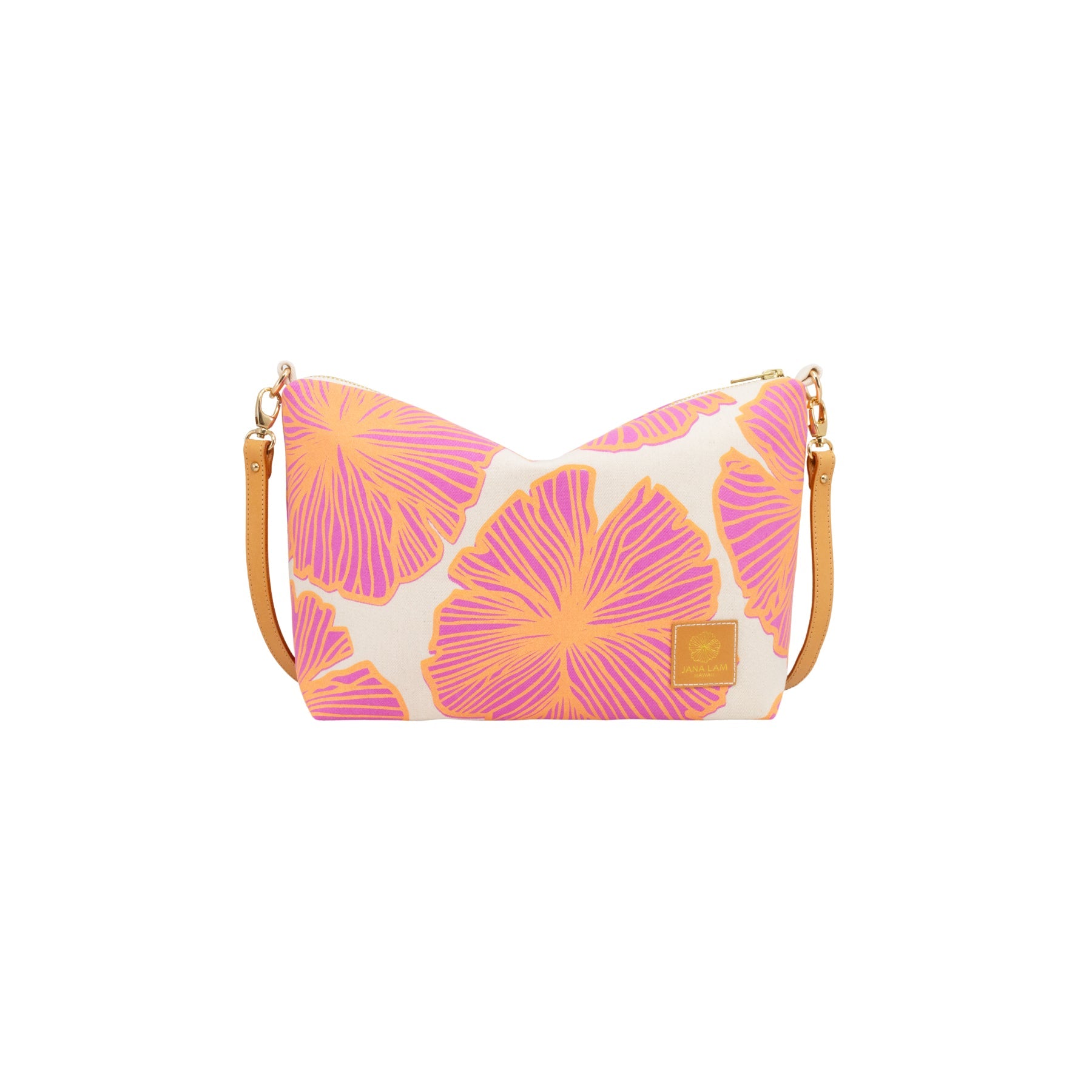 Mini Slouchy Cross Body • Seaflower • Orange over Hot Pink - Jana Lam Hawaii