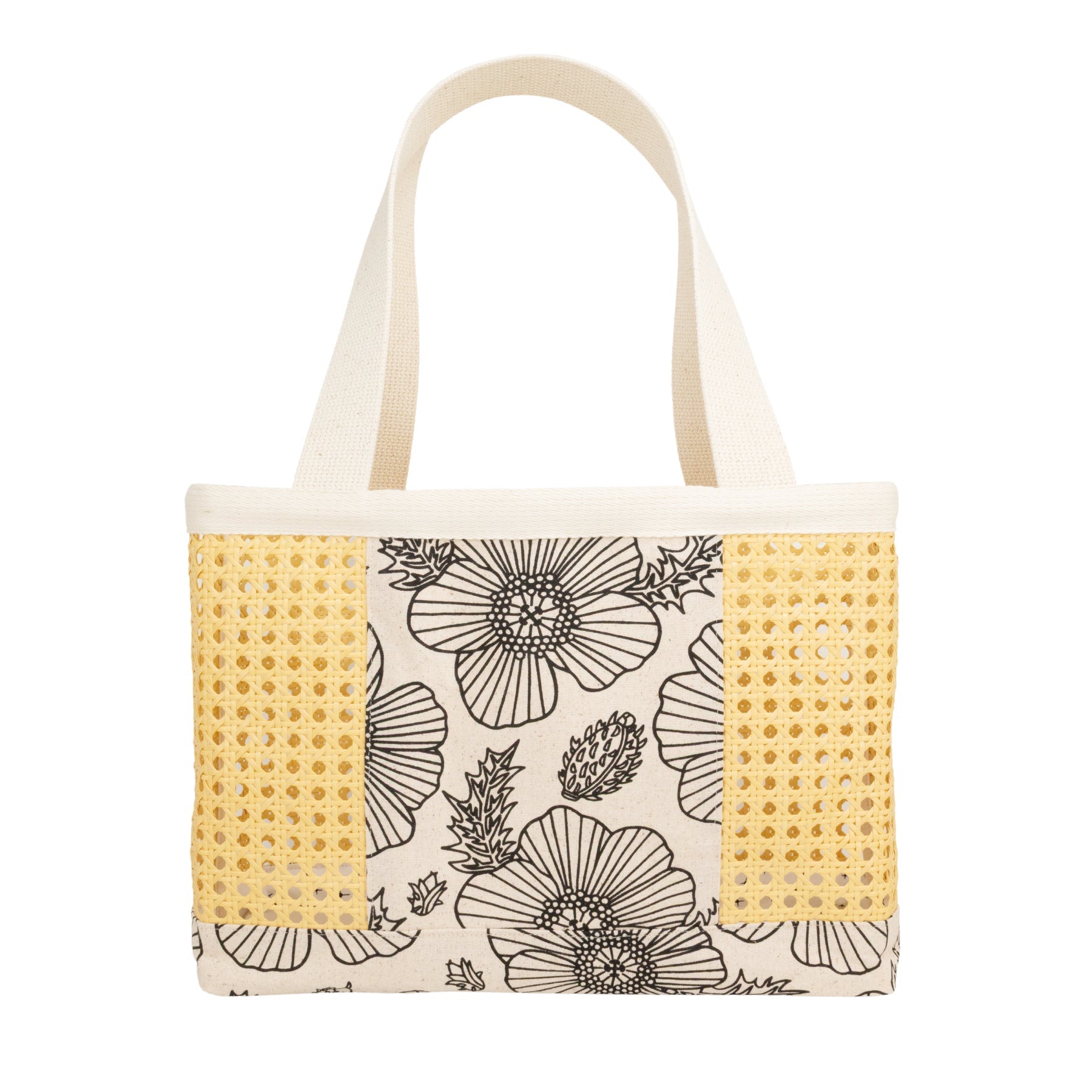 Peekaboo Tote • Pua Kala • Black on Natural Fabric - Jana Lam Hawaii