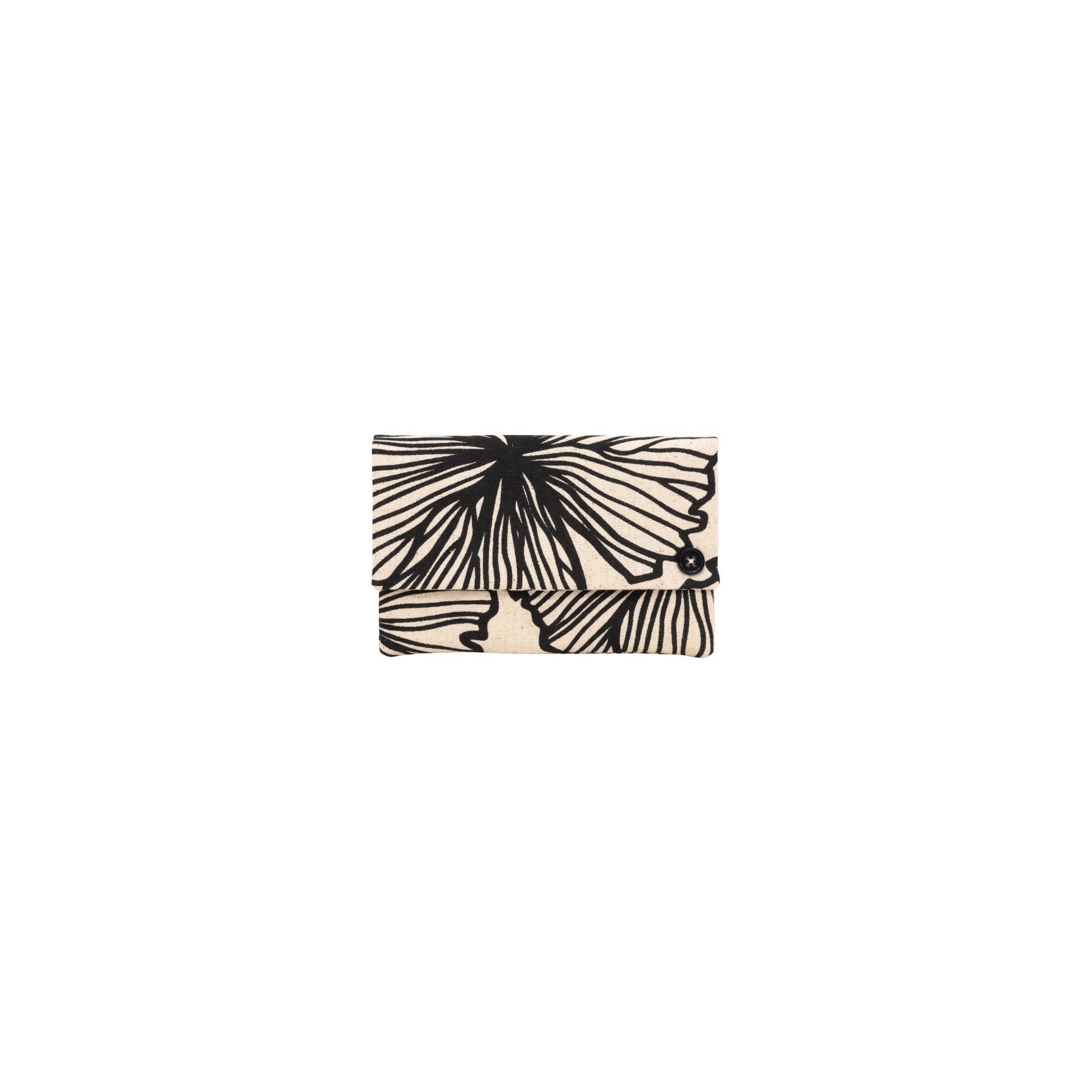 Petite Envelope Clutch • Seaflower • Black on Natural Fabric - Jana Lam Hawaii