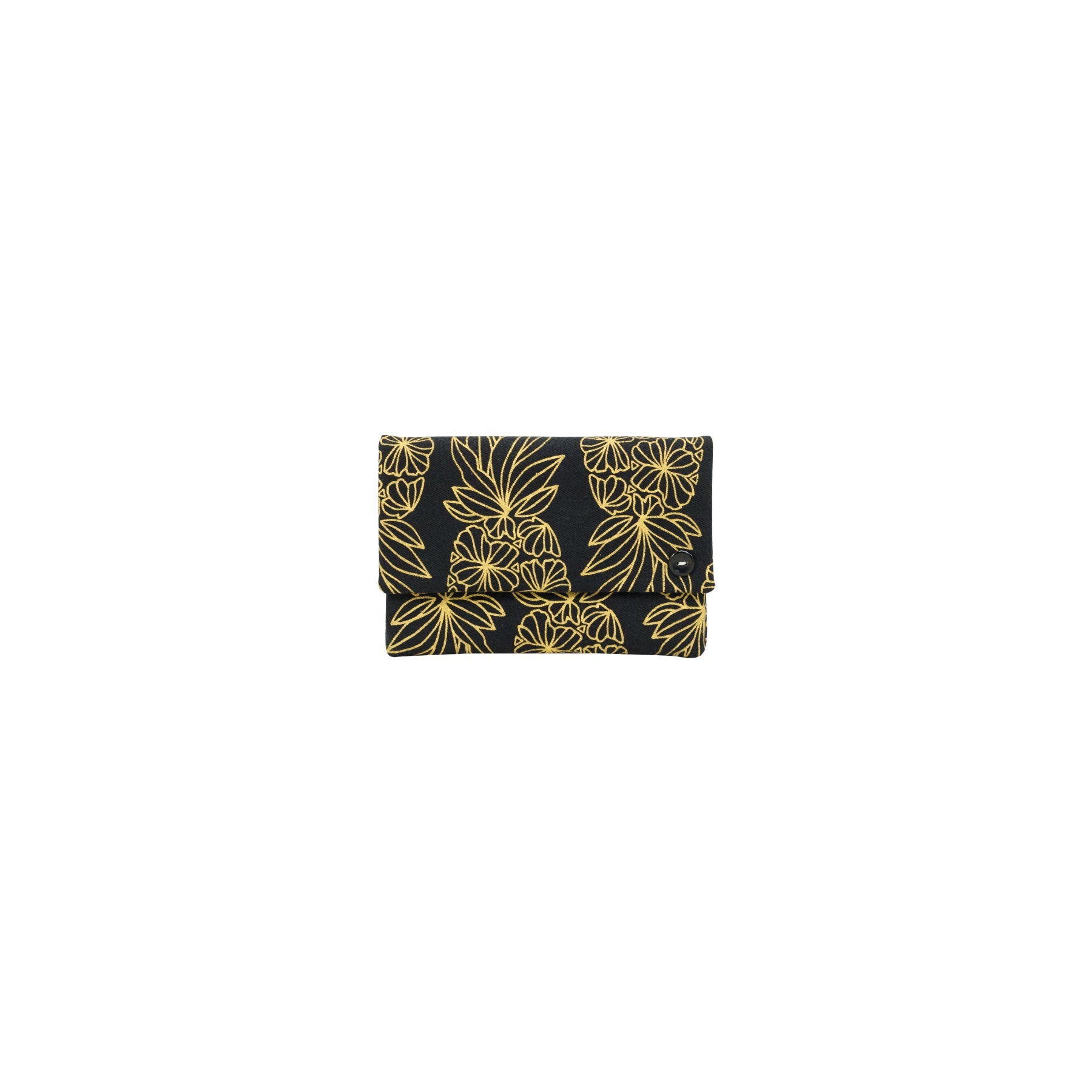 Petite Envelope Clutch • Seaflower Pineapple • Gold on Black Fabric - Jana Lam Hawaii