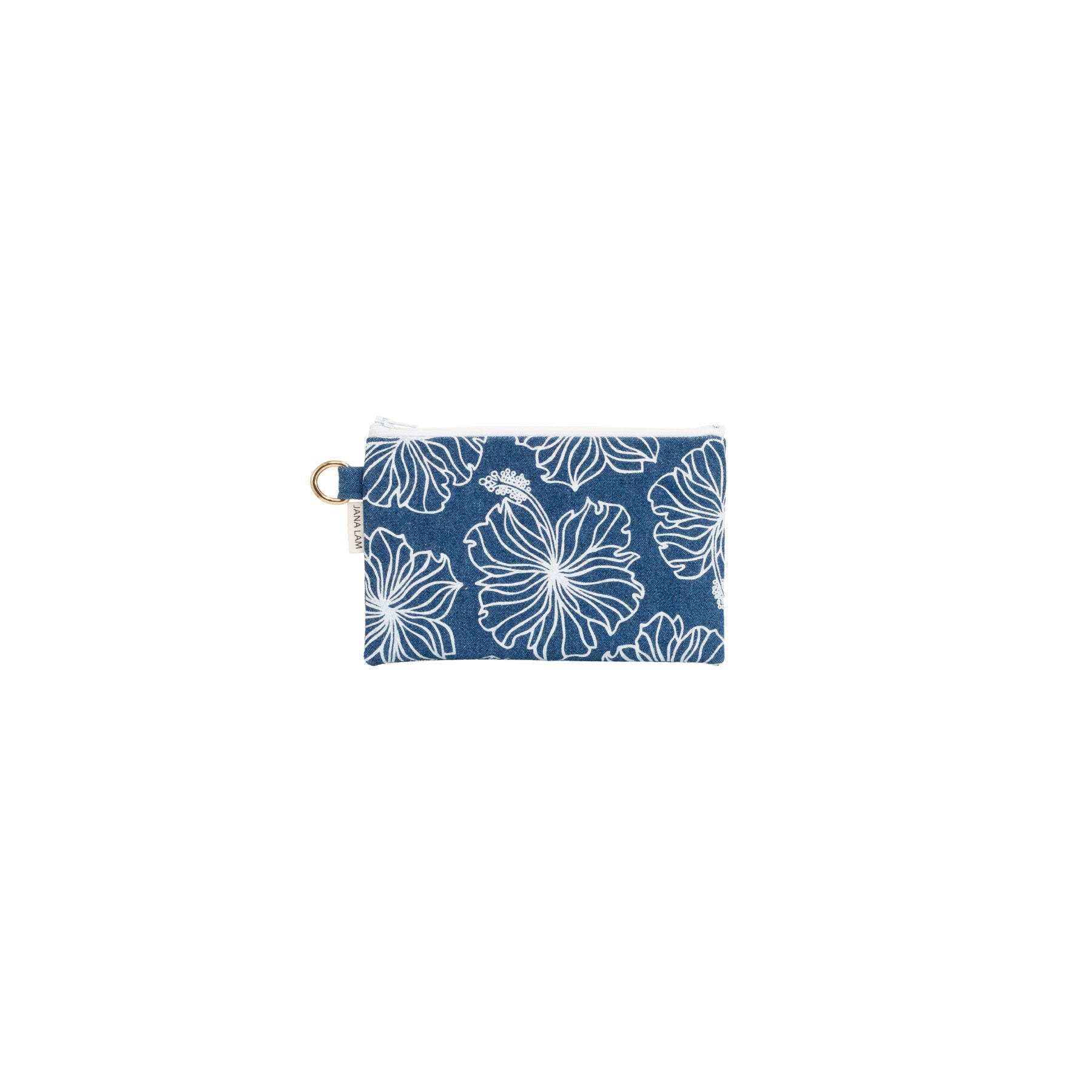 Petite Zipper Clutch • Hibiscus • Denim Collection - Jana Lam Hawaii