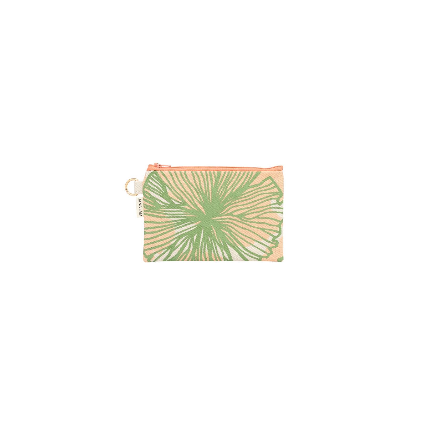 Petite Zipper Clutch • Seaflower • Olive over Offset Peach - Jana Lam Hawaii