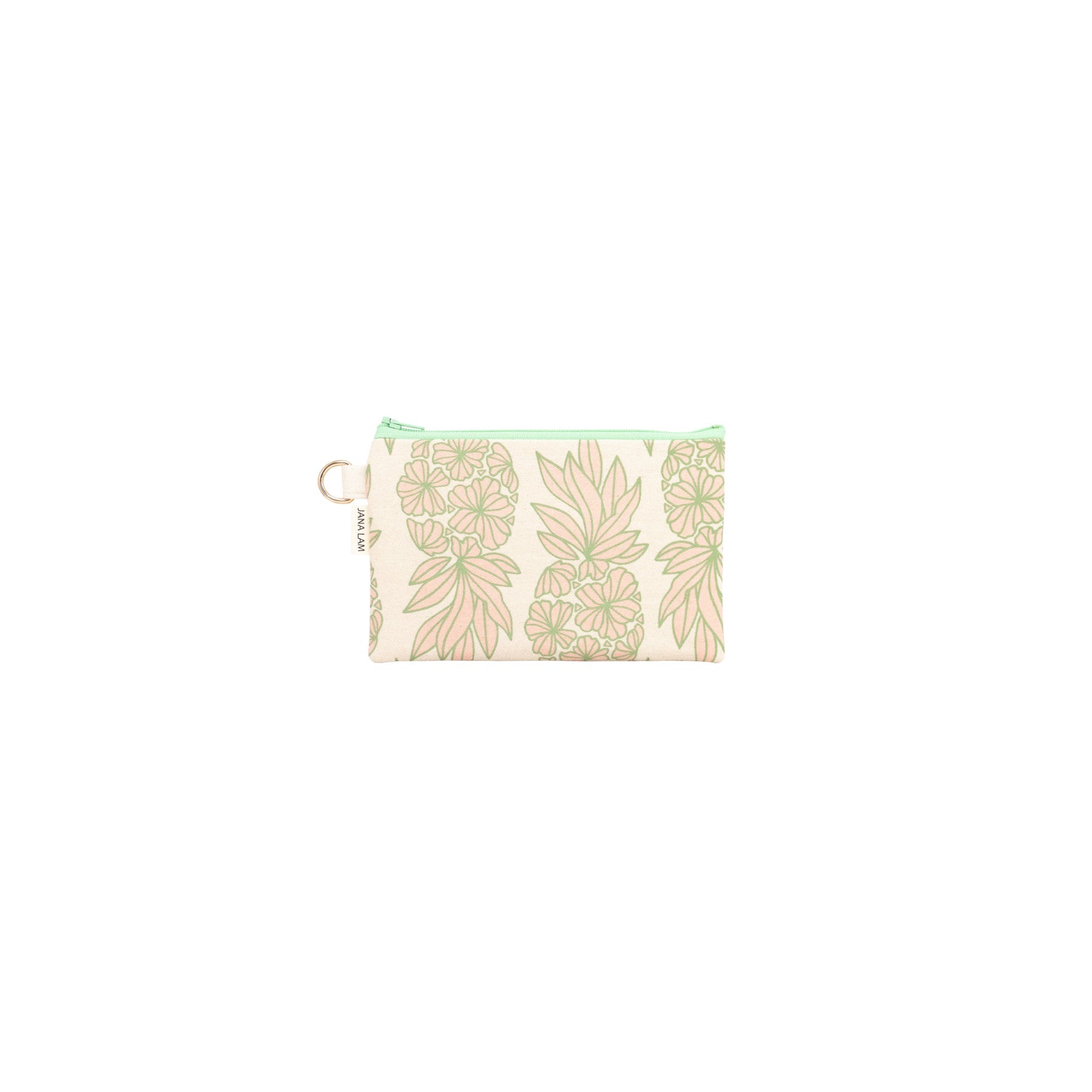 Petite Zipper Clutch • Seaflower Pineapple • Olive over Dusty Pink - Jana Lam Hawaii