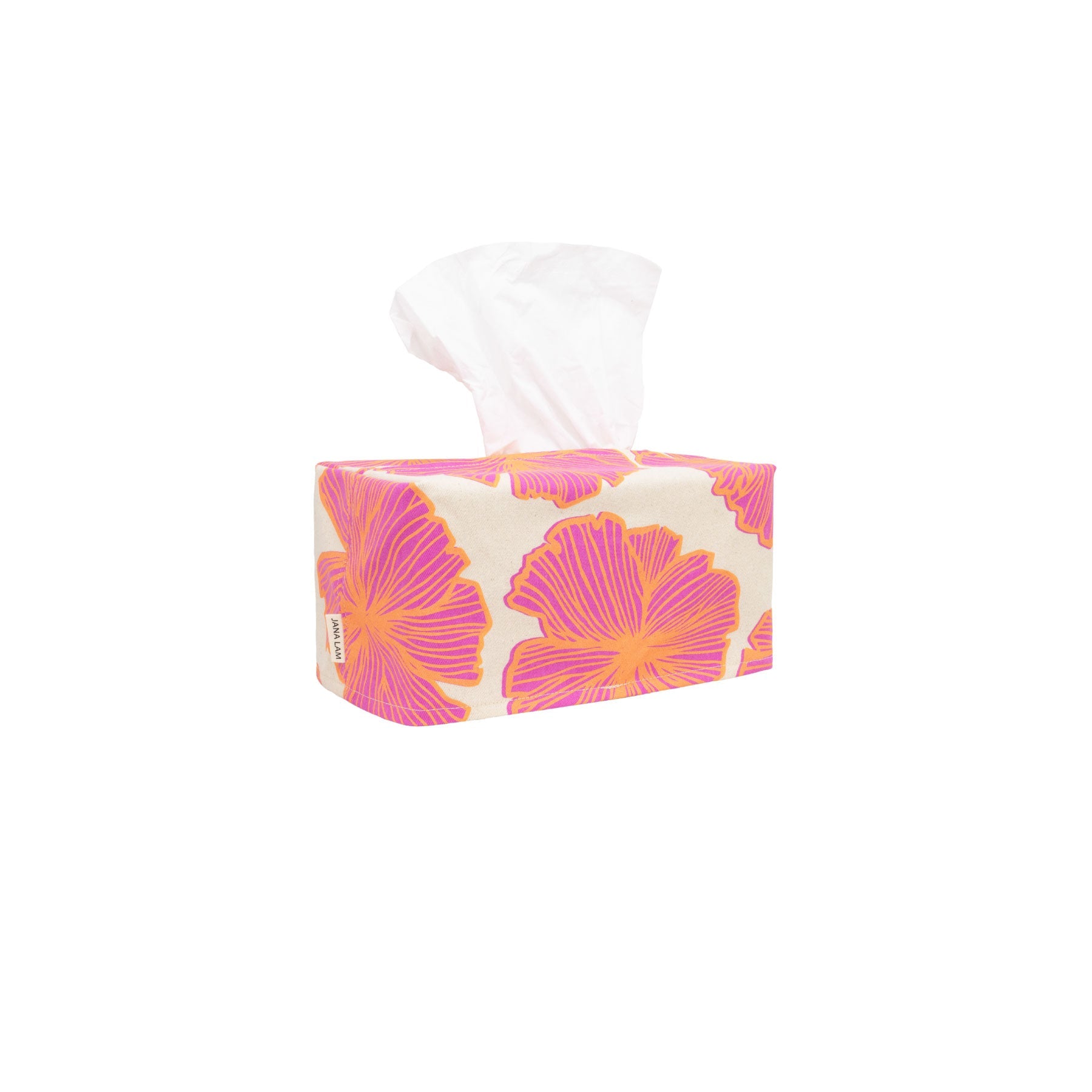 Rectangle Tissue Box Cover • Seaflower • Orange over Hot Magenta - Jana Lam Hawaii