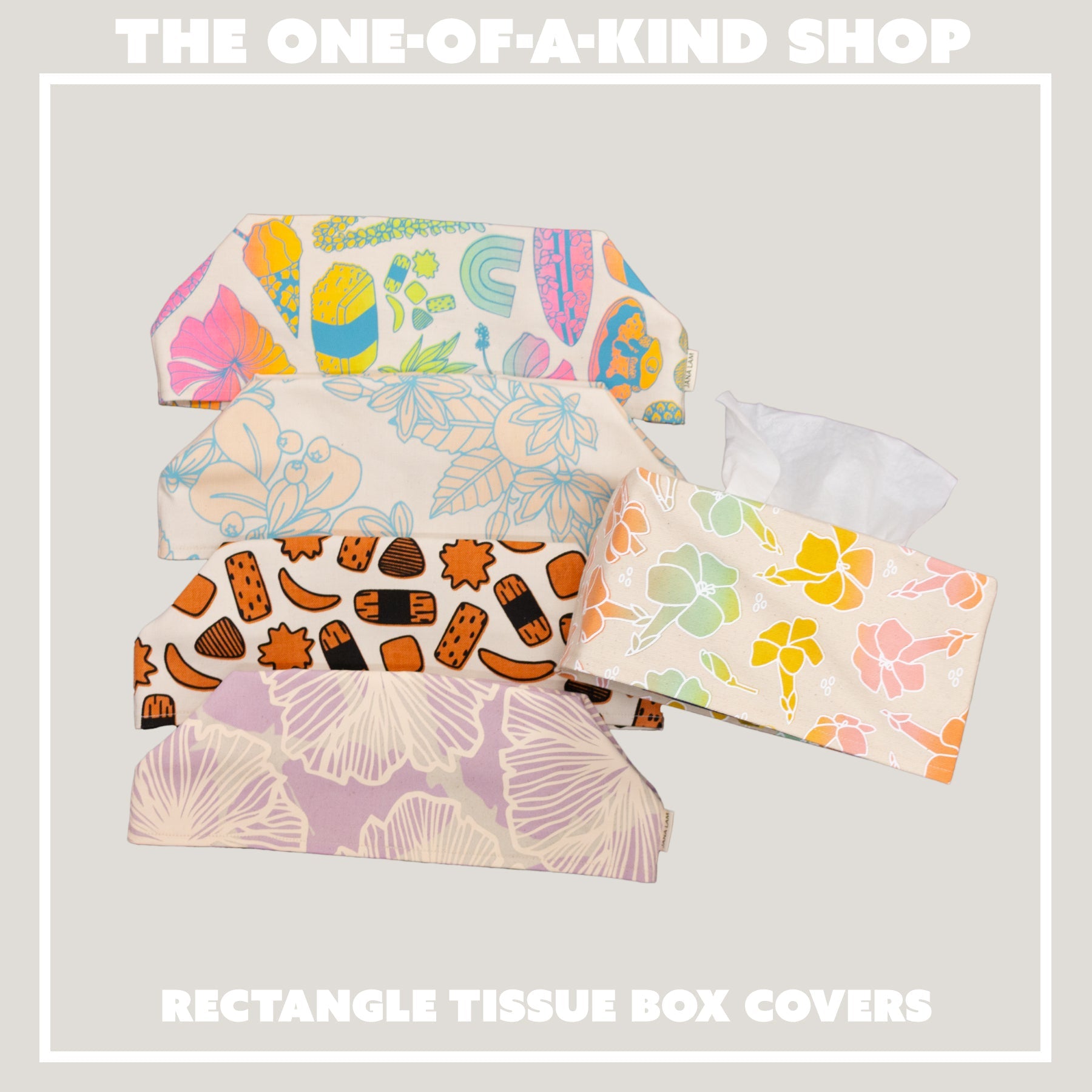 Rectangle Tissue Box Cover • The One - Of - A - Kind Shop - Jana Lam Hawaii