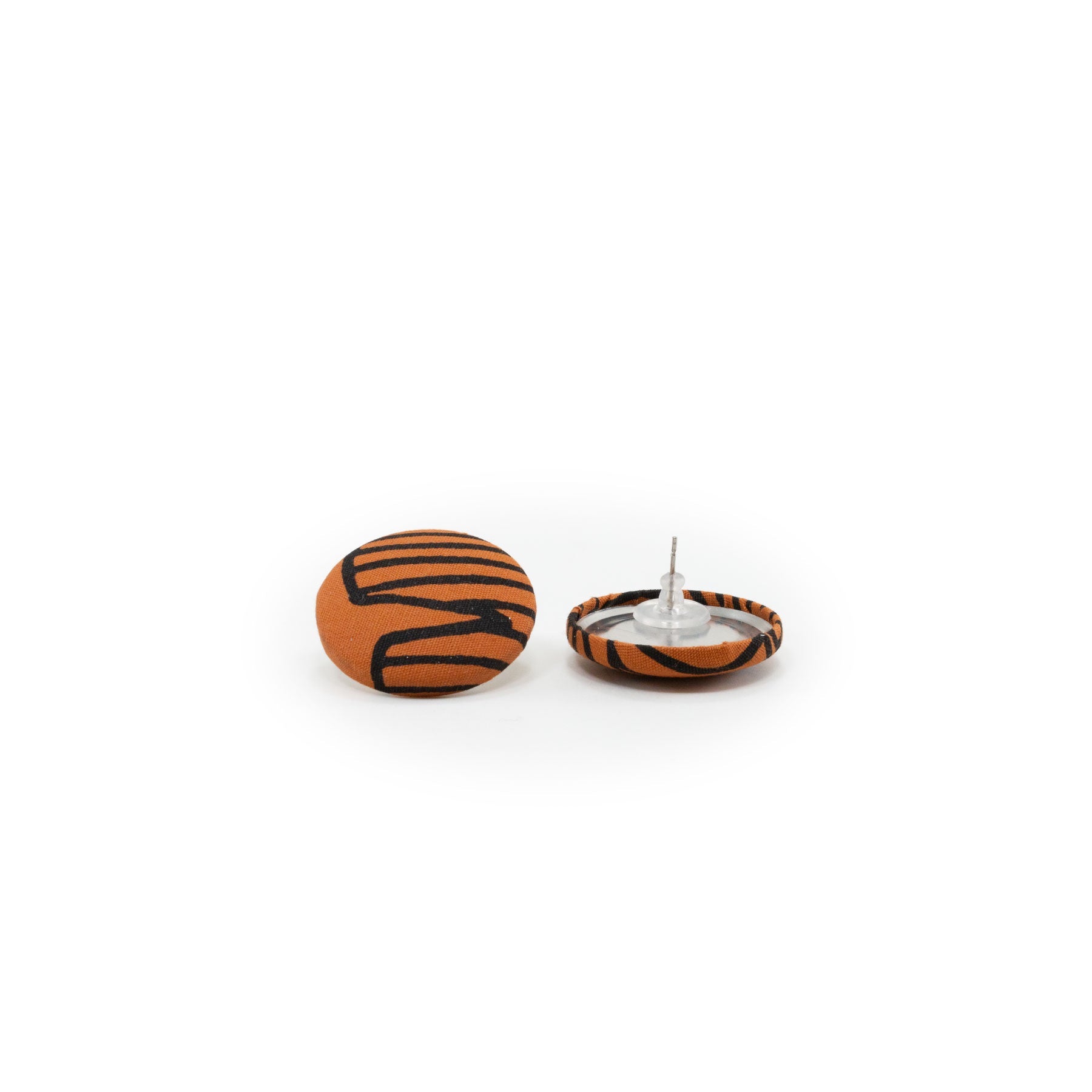 Roundie Earrings • Banana Leaf • Black on Brown - Jana Lam Hawaii