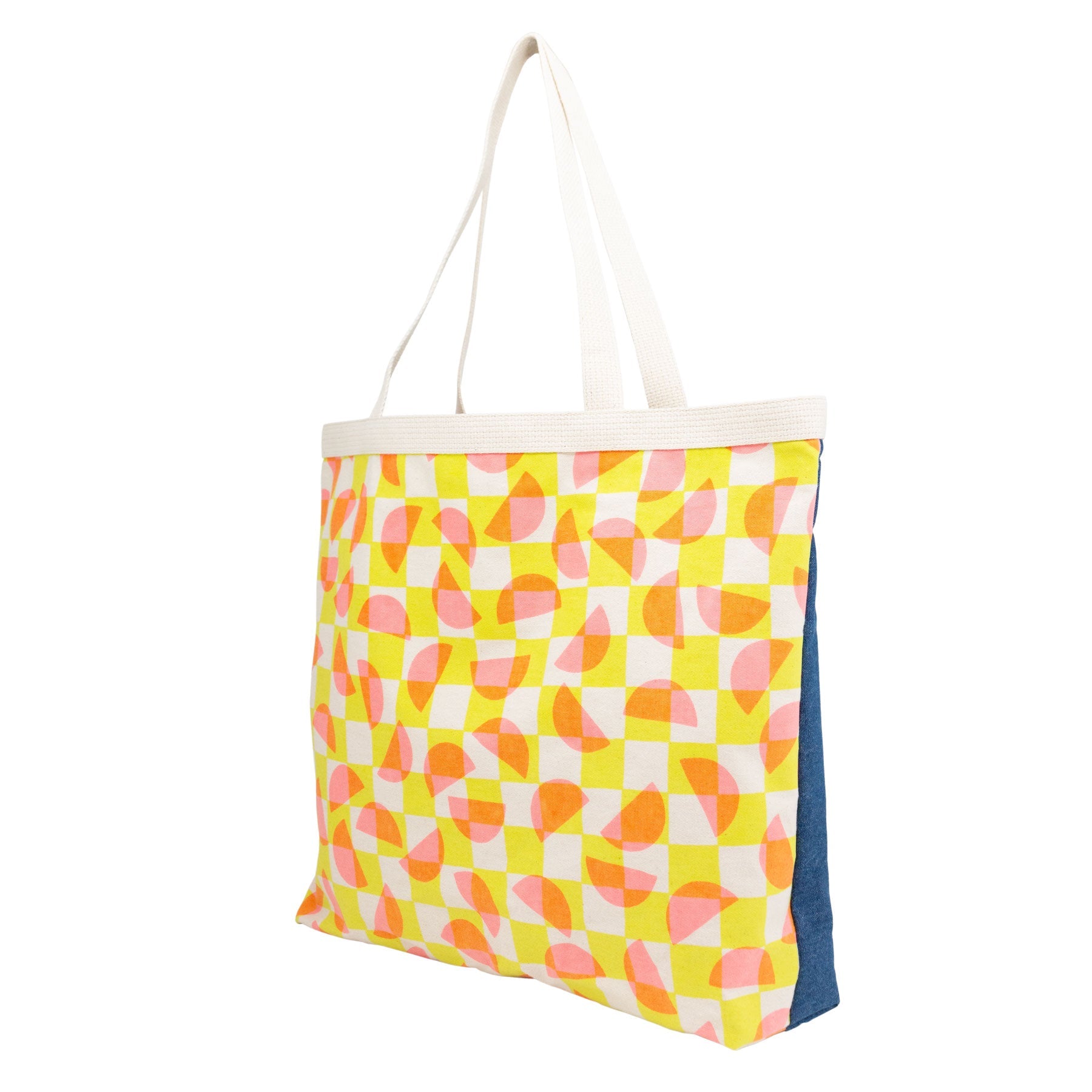 Shopper's Tote • Half Moon Checkerboard • Neon Watermelon - Jana Lam Hawaii