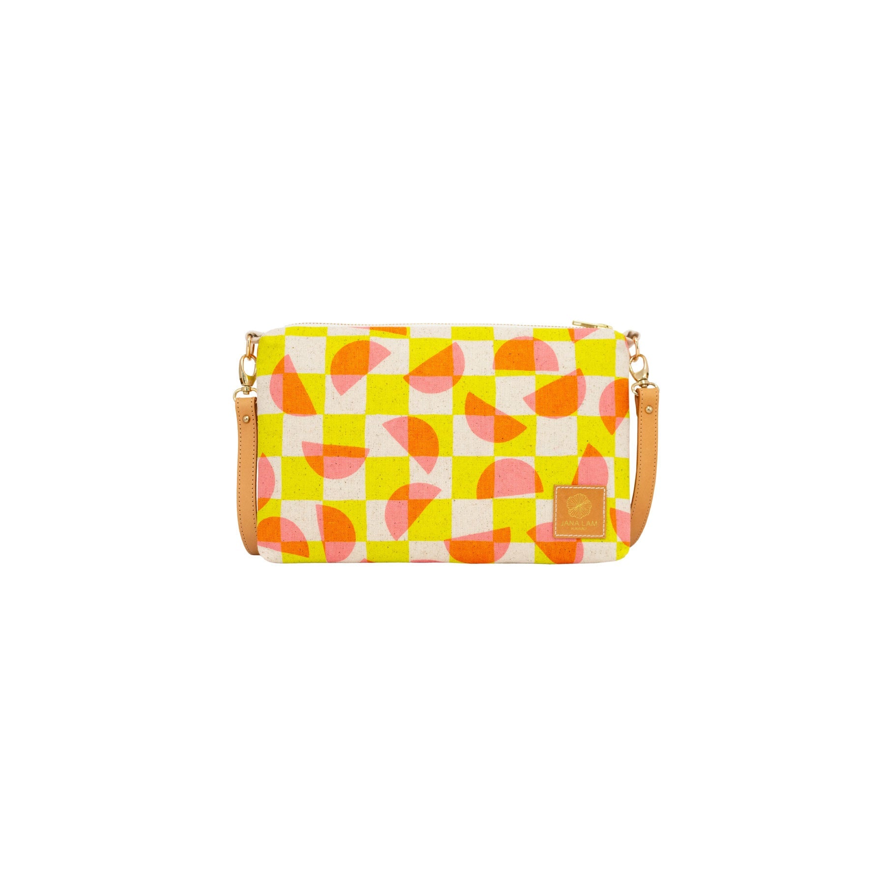 Slim Zipper Cross Body • Half Moon Checkerboard • Neon Watermelon - Jana Lam Hawaii