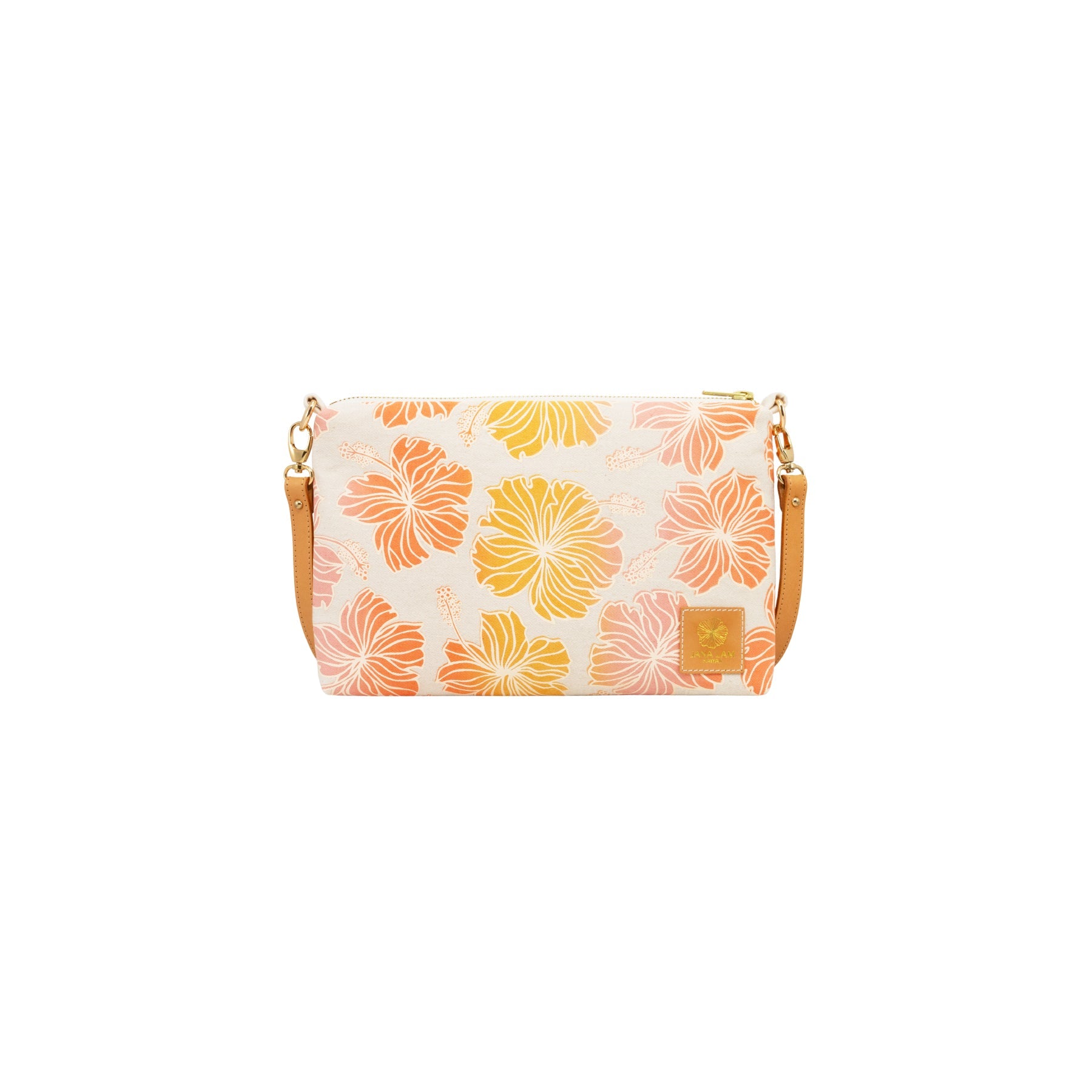 Slim Zipper Cross Body • Hibiscus • Sand over Mustard, Pink, and Orange Ombre - Jana Lam Hawaii