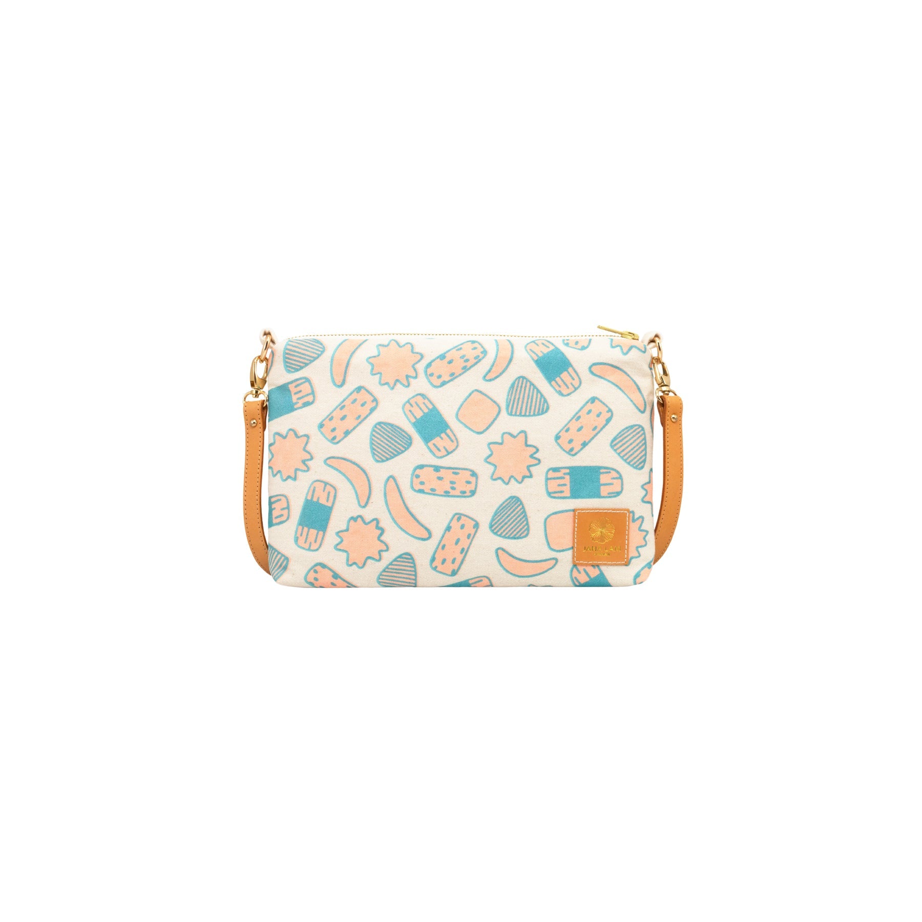 Slim Zipper Cross Body • Kakimochi • Metallic Turquoise over Peach - Jana Lam Hawaii